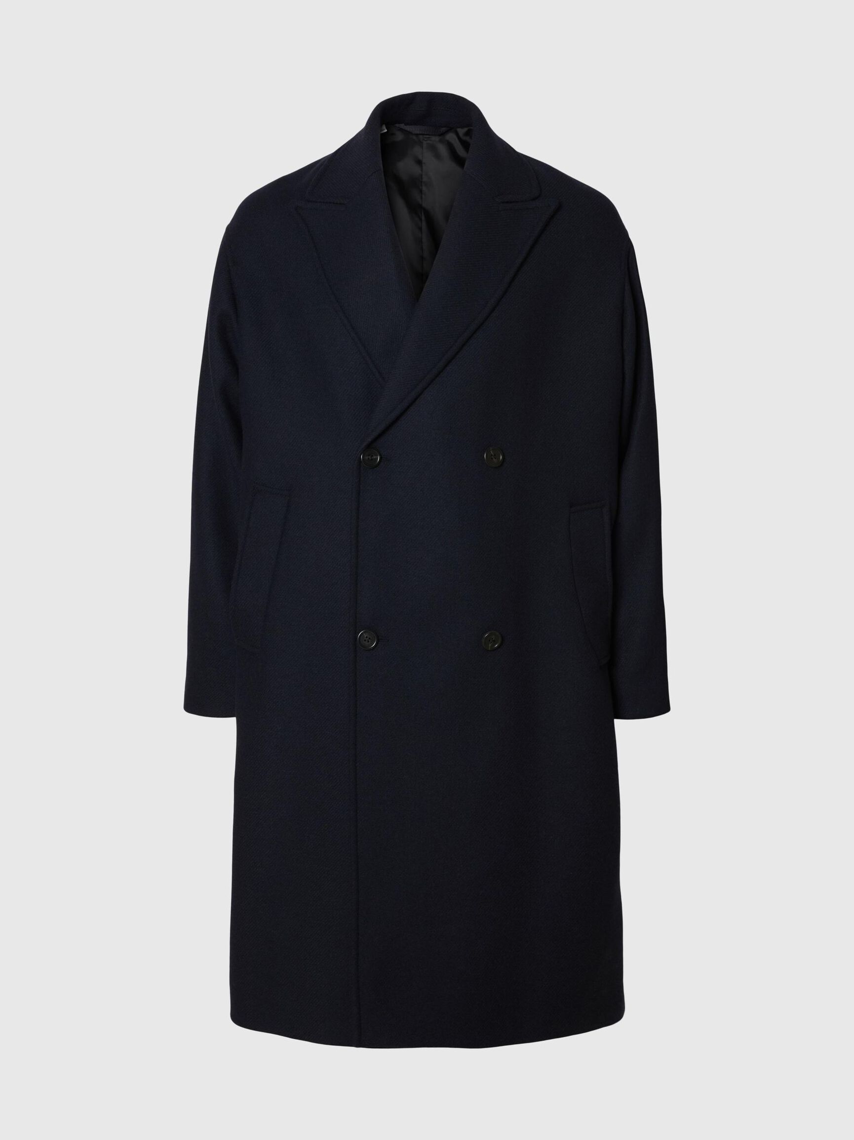 CAPPOTTO OVERSIZE IN LANA MANTECO BLU