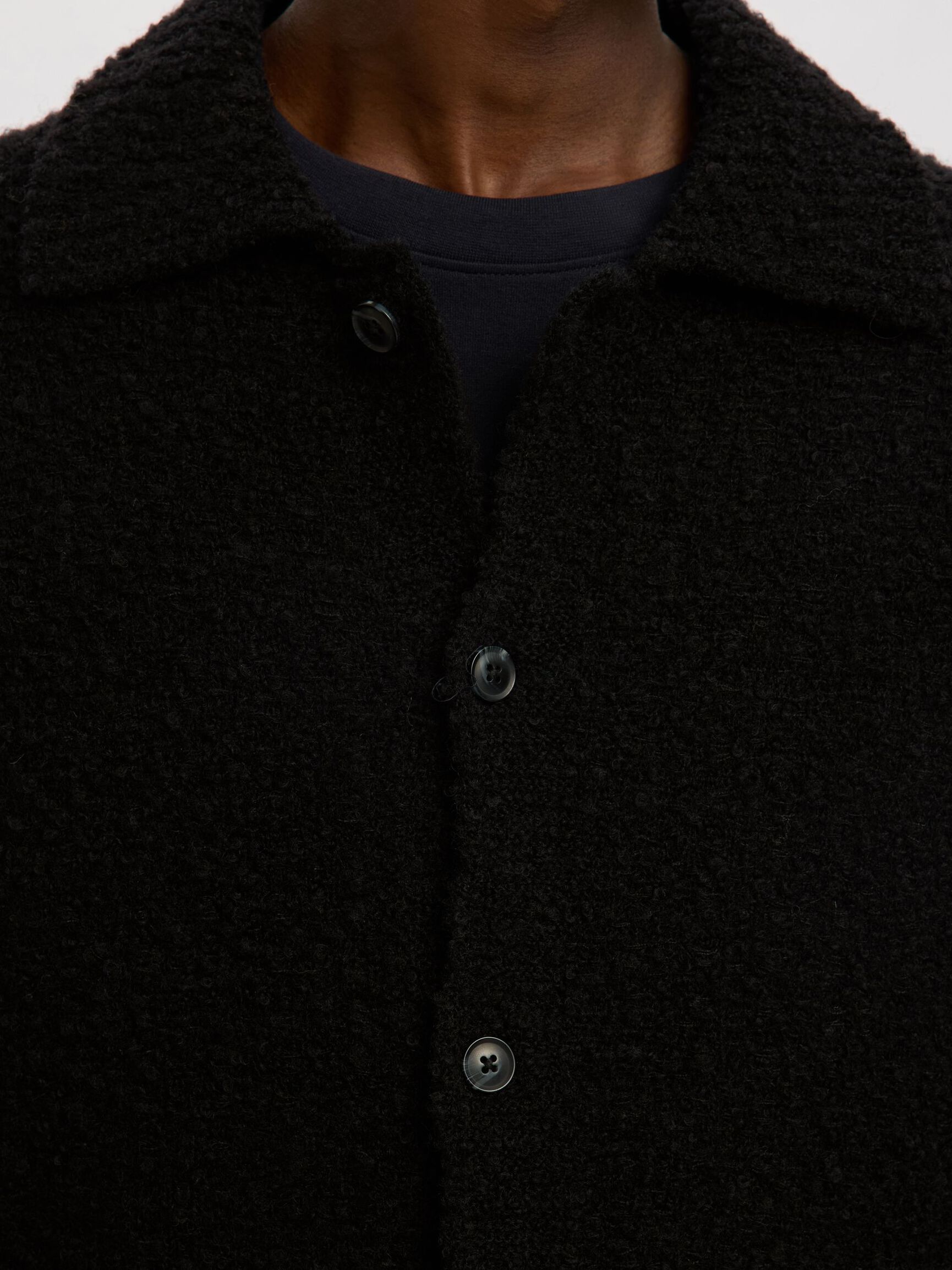RELAXED BOUCLE POLO CARDIGAN NERO RELAXED