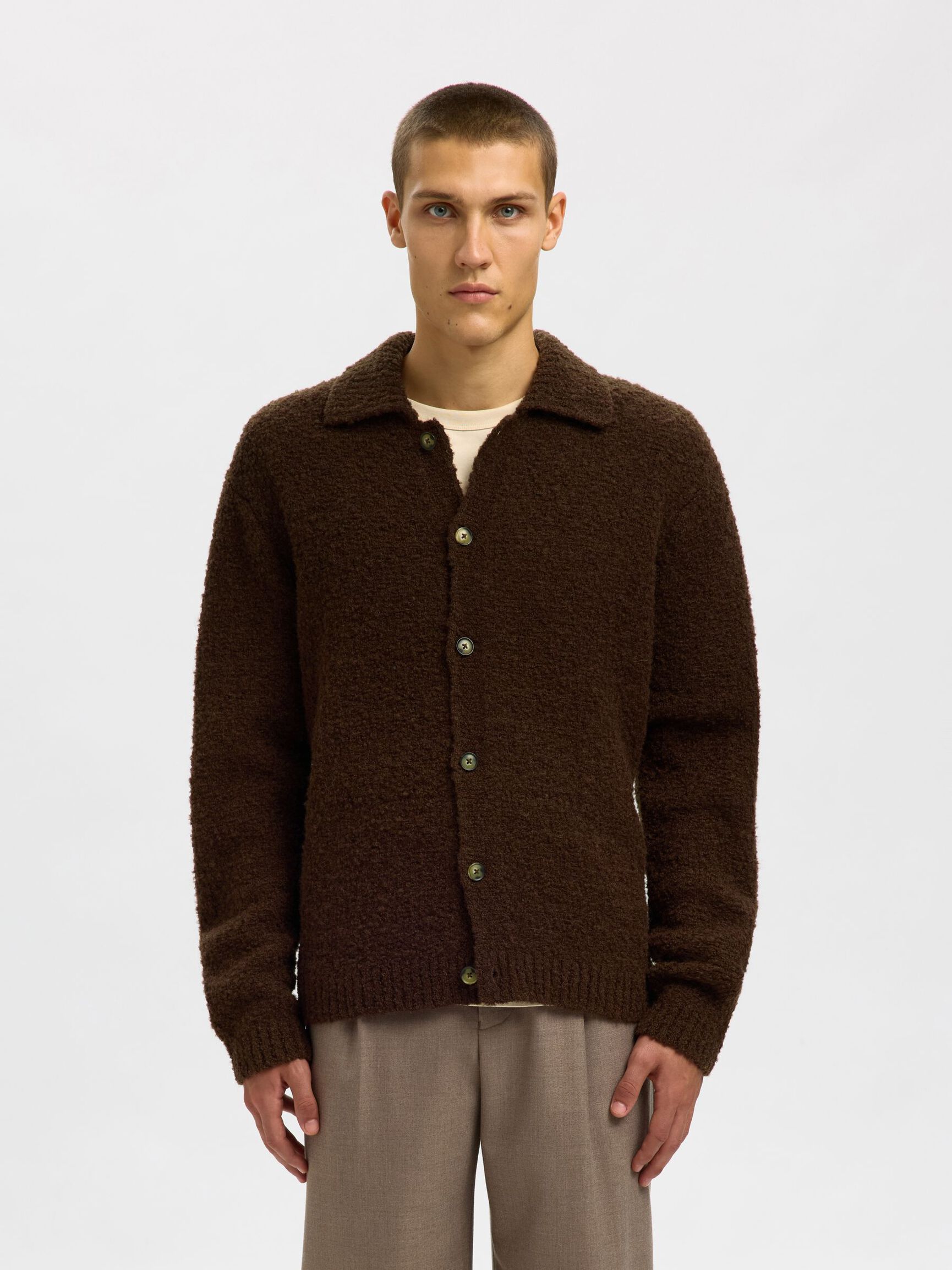 RELAXED CARDIGAN  POLO BOUCLE