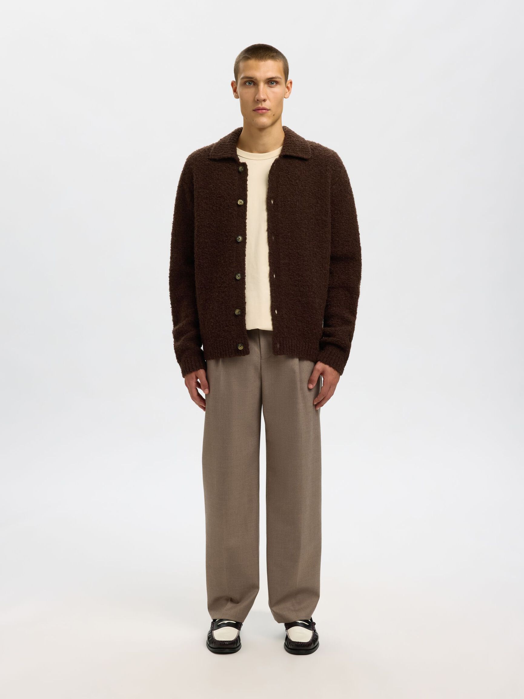 RELAXED CARDIGAN  POLO BOUCLE