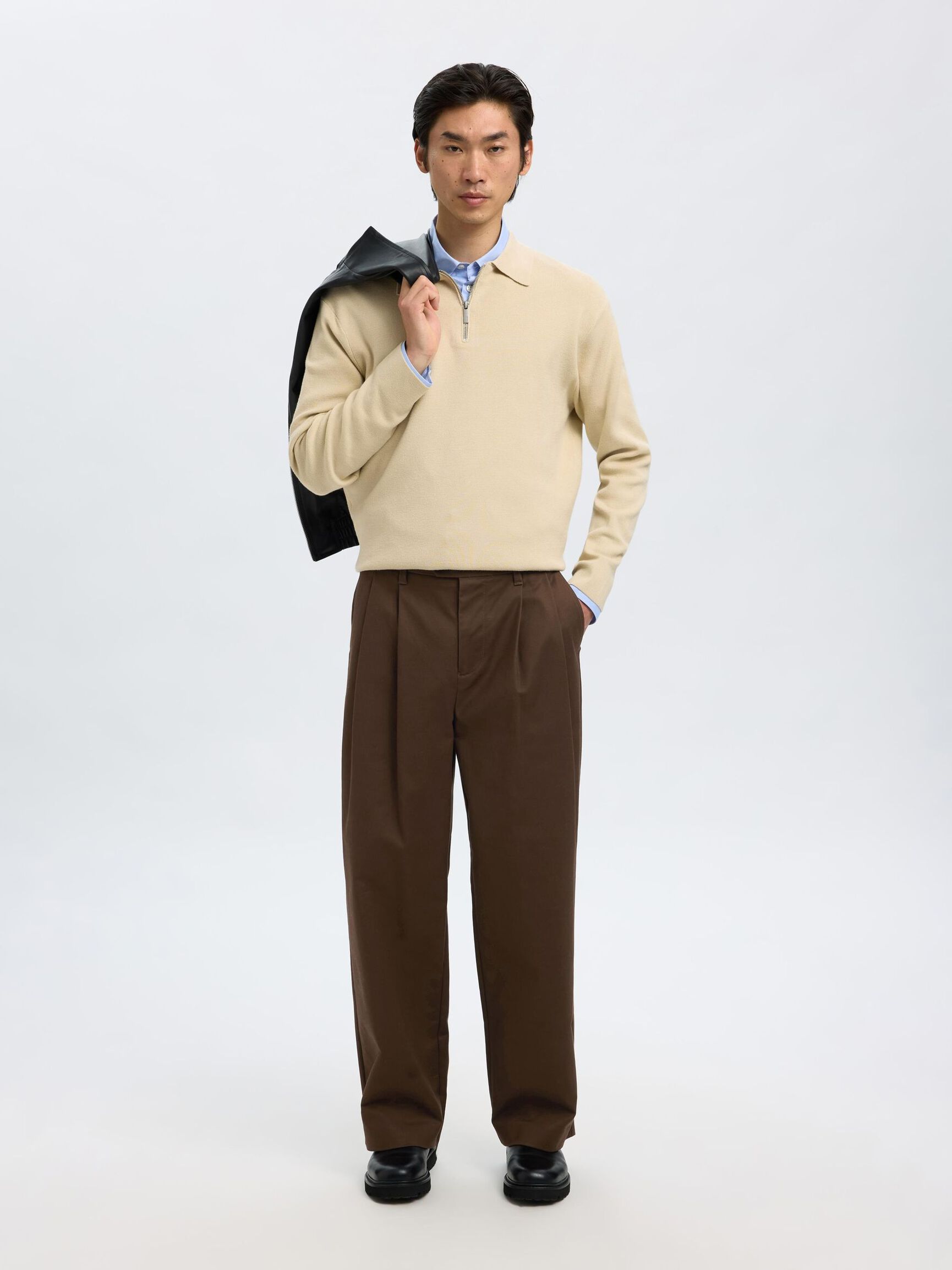 CHINO  MARRONE IN COTONE PESANTE