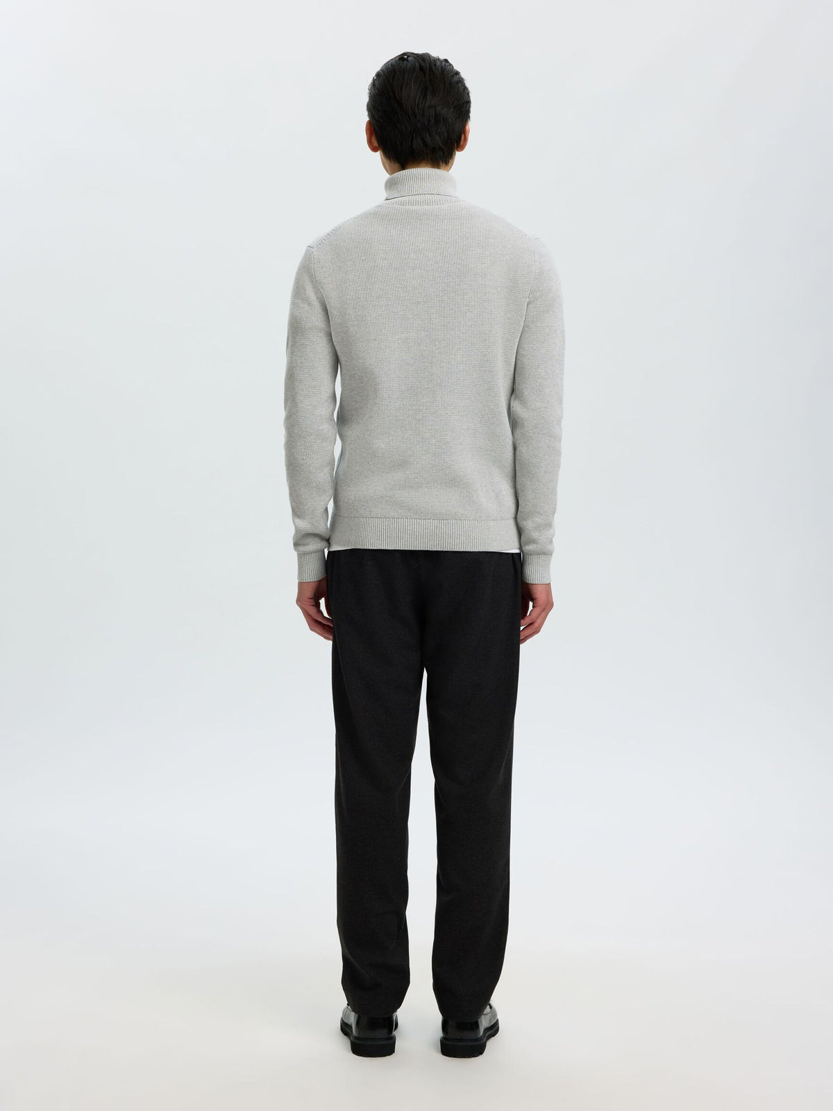 MAGLIONE A COLLO ALTO IN COTONE GRIGIO