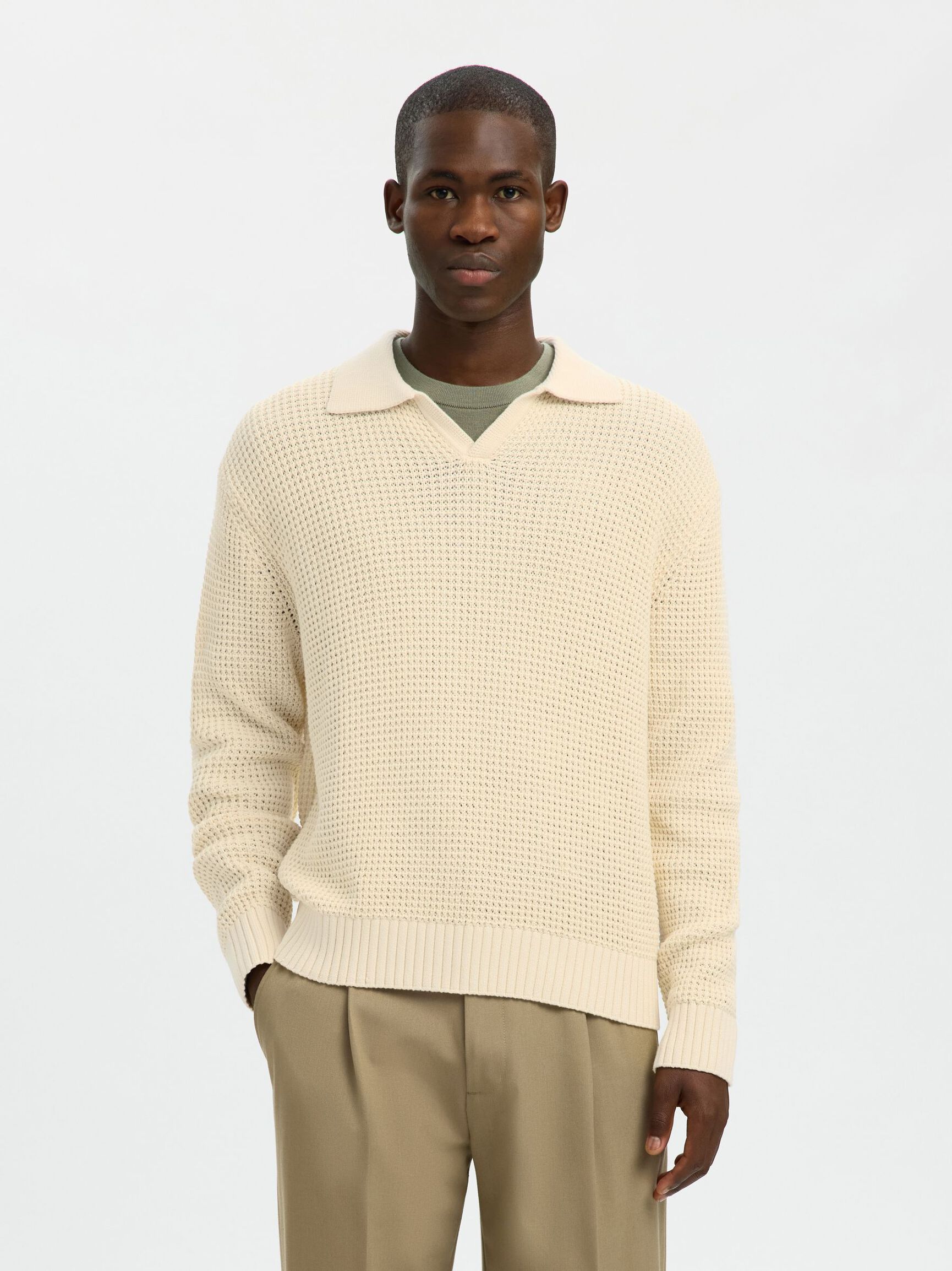 POLO APERTA IN MAGLIA LEGGERA BIANCA