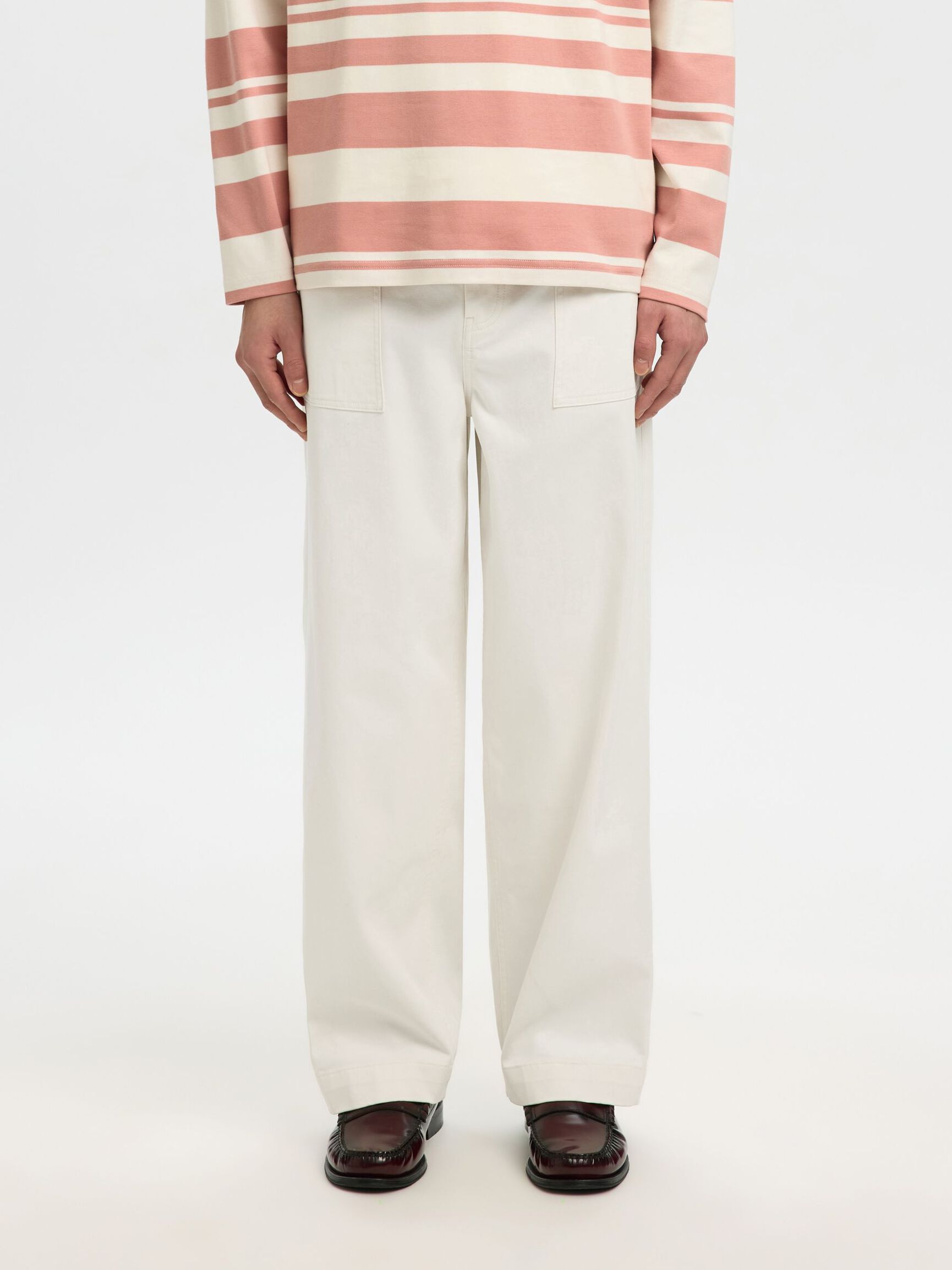 PANTALONI A GAMBA LARGA BIANCHI