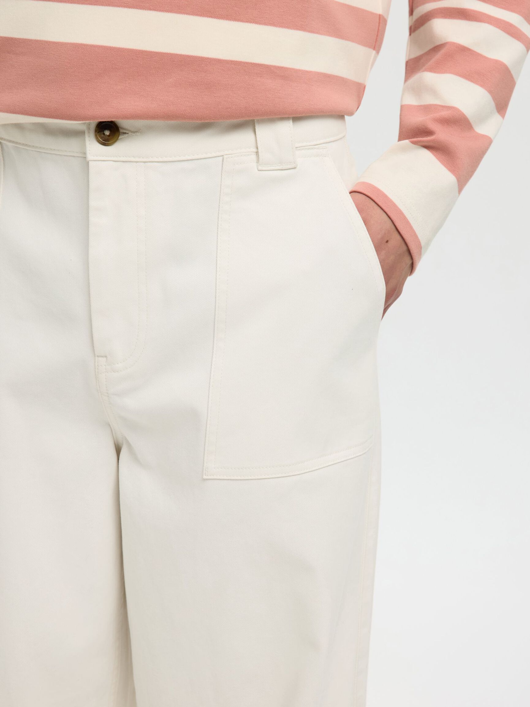 PANTALONI A GAMBA LARGA BIANCHI
