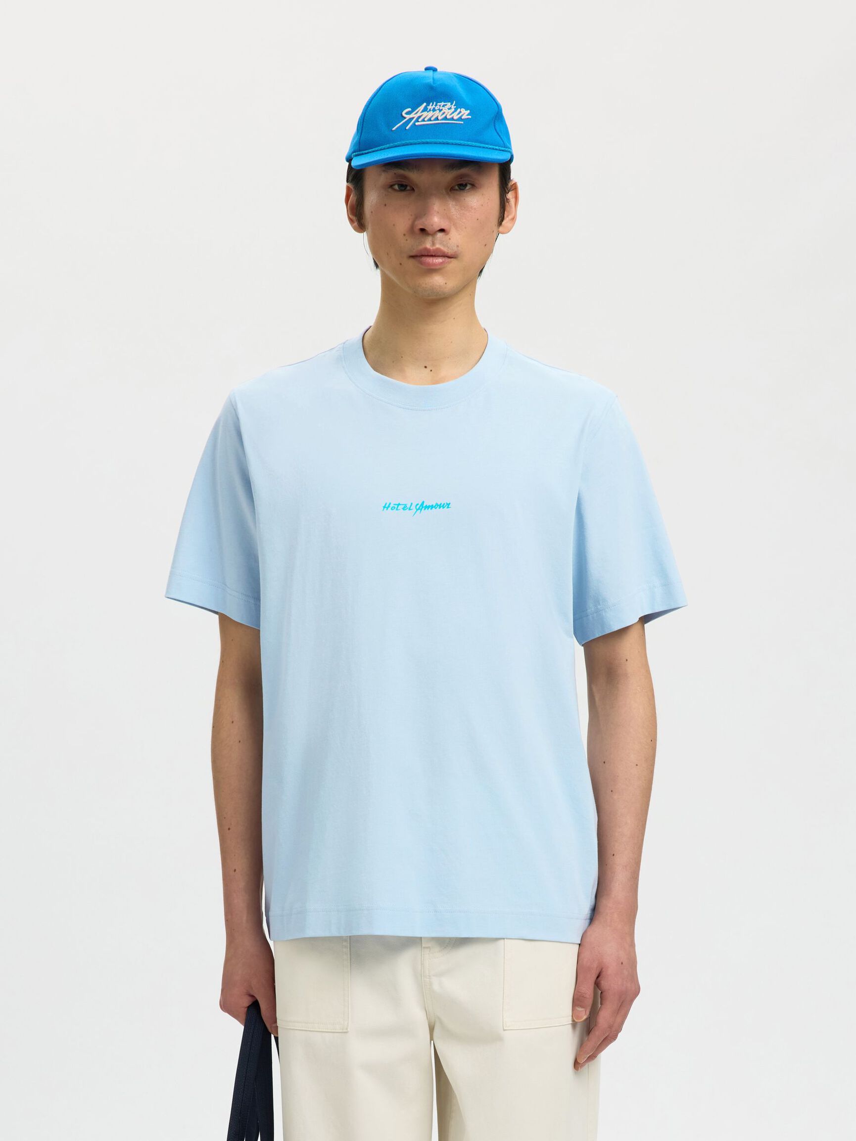 T-SHIRT GIROCOLLO IN COTONE BLU