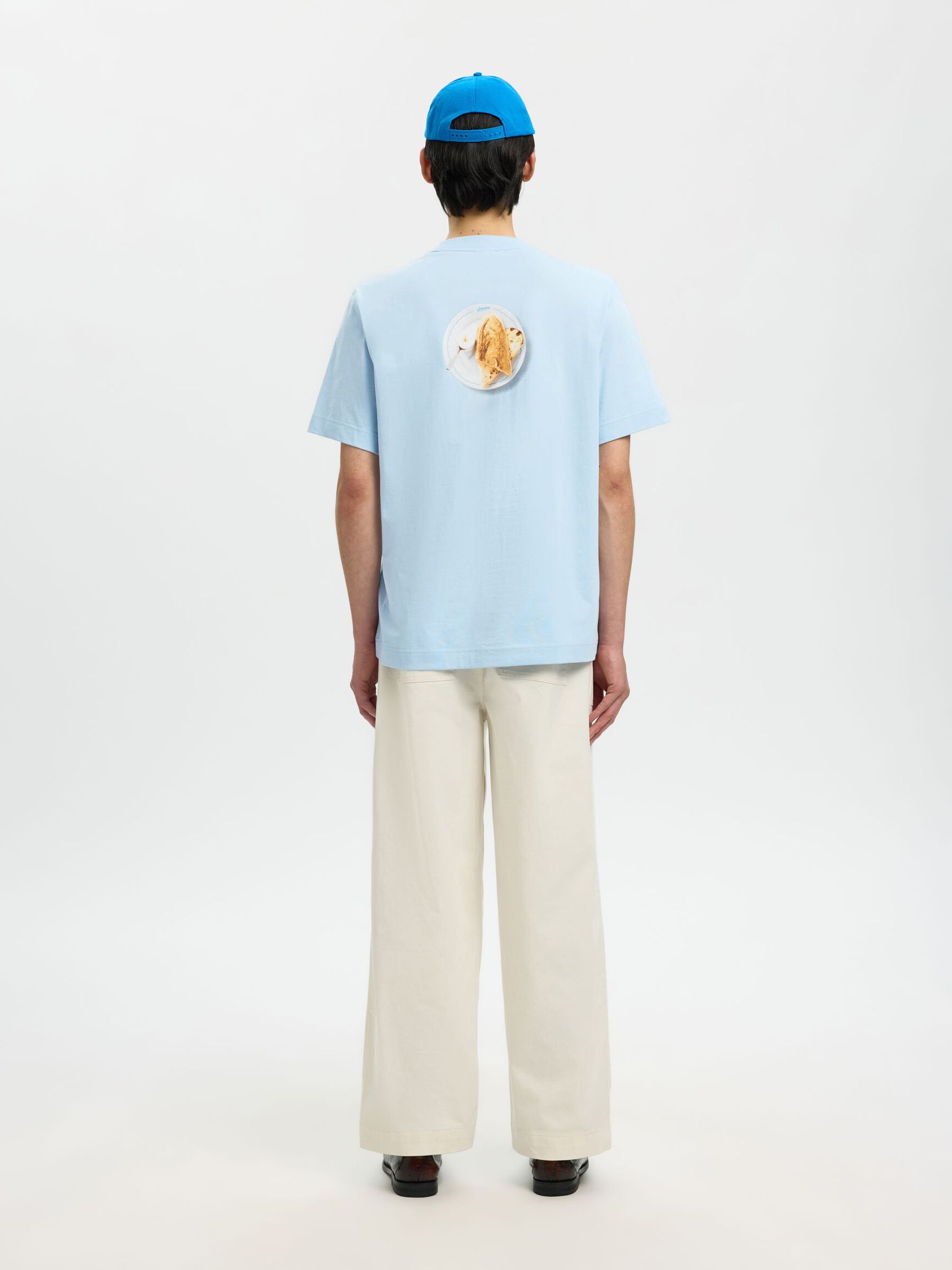 T-SHIRT GIROCOLLO IN COTONE BLU