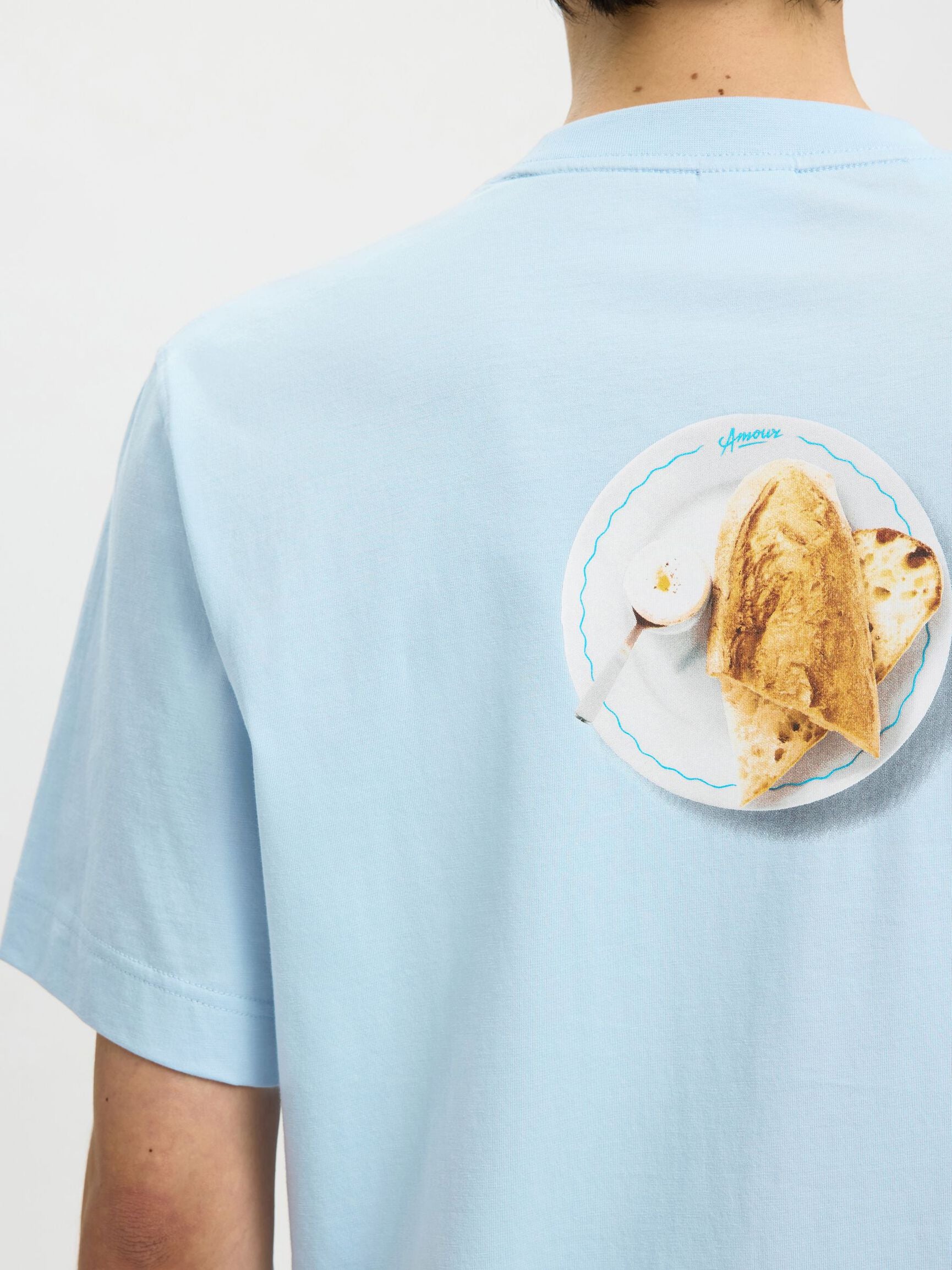 T-SHIRT GIROCOLLO IN COTONE BLU