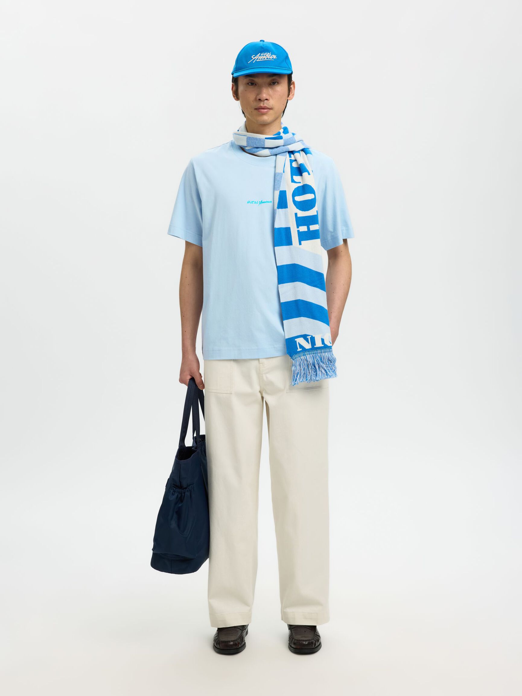 T-SHIRT GIROCOLLO IN COTONE BLU