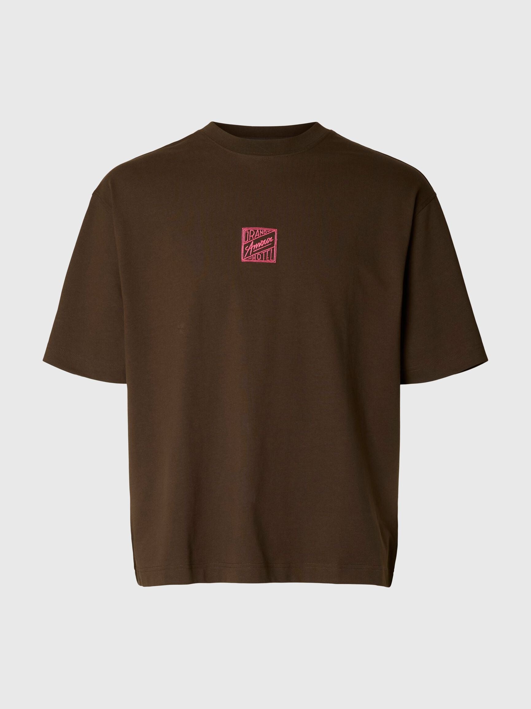 T-SHIRT RILASSATA IN COTONE MARRONE