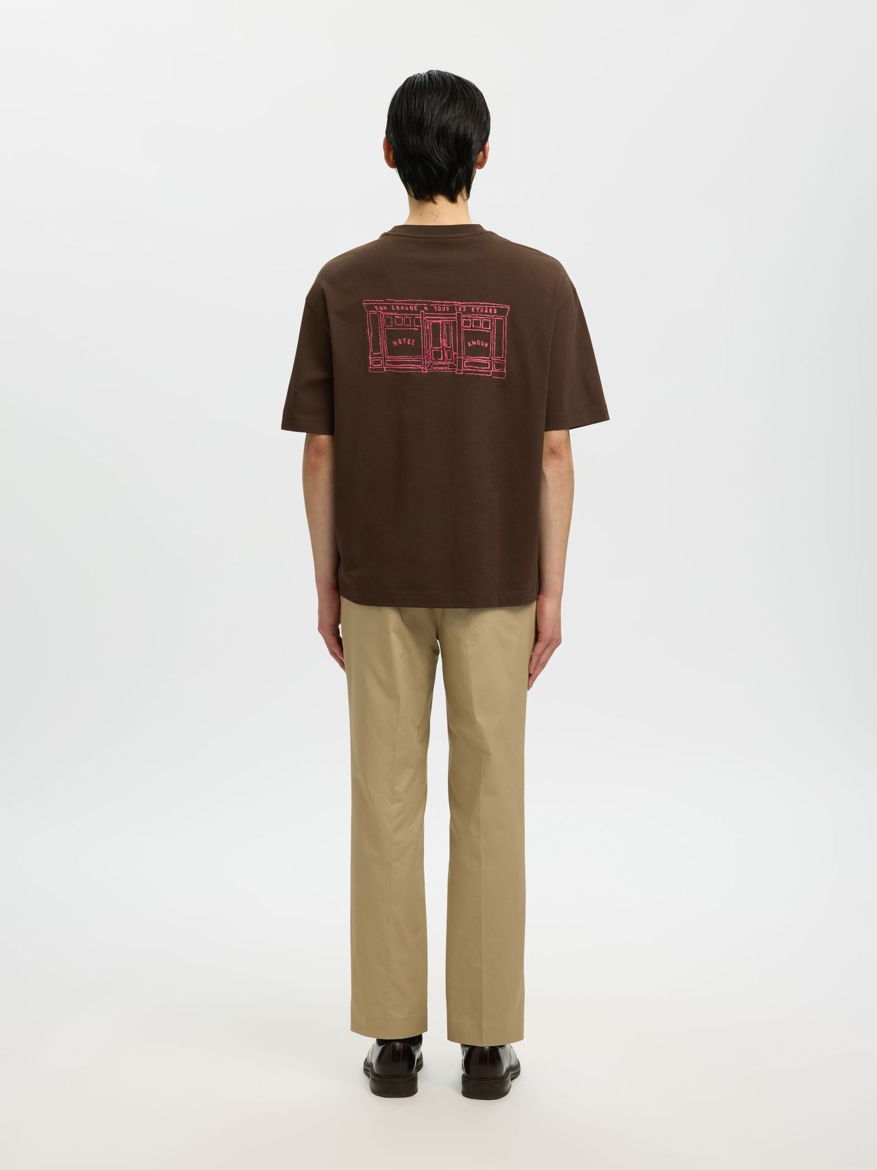 T-SHIRT RILASSATA IN COTONE MARRONE