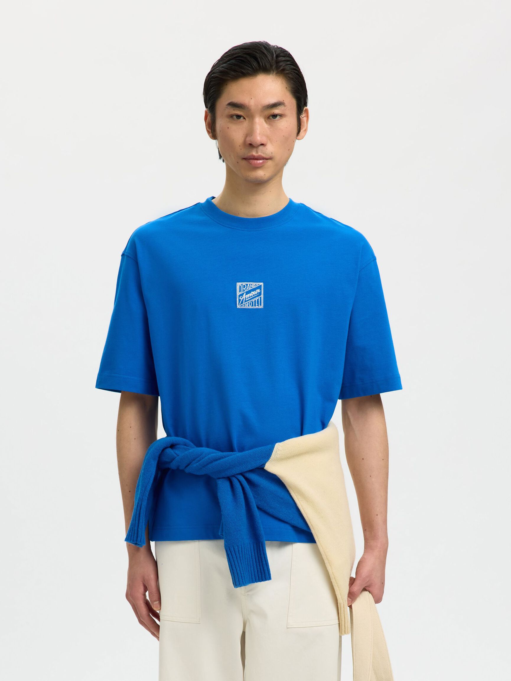 T-SHIRT RILASSATA IN COTONE BLU