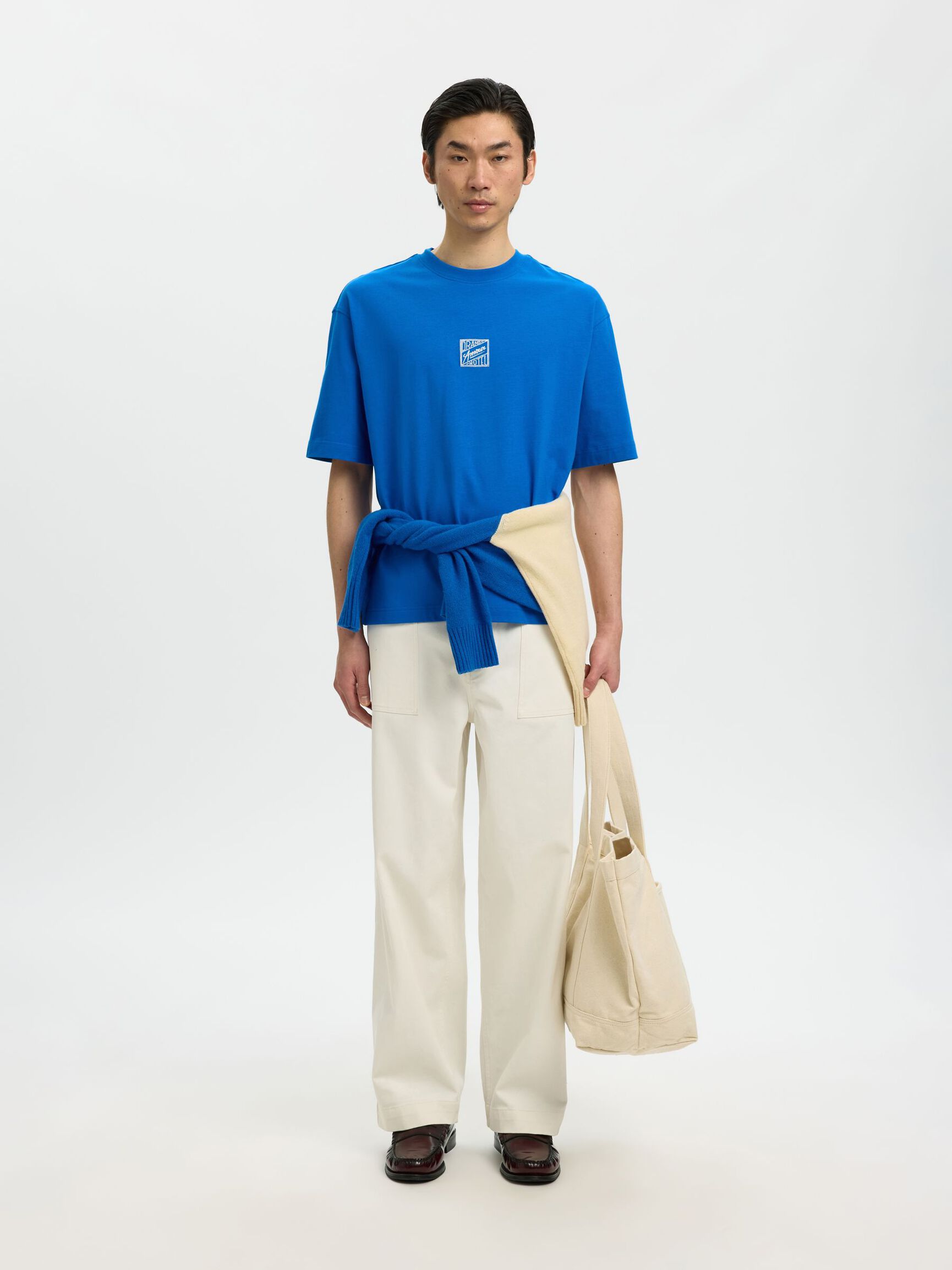 T-SHIRT RILASSATA IN COTONE BLU