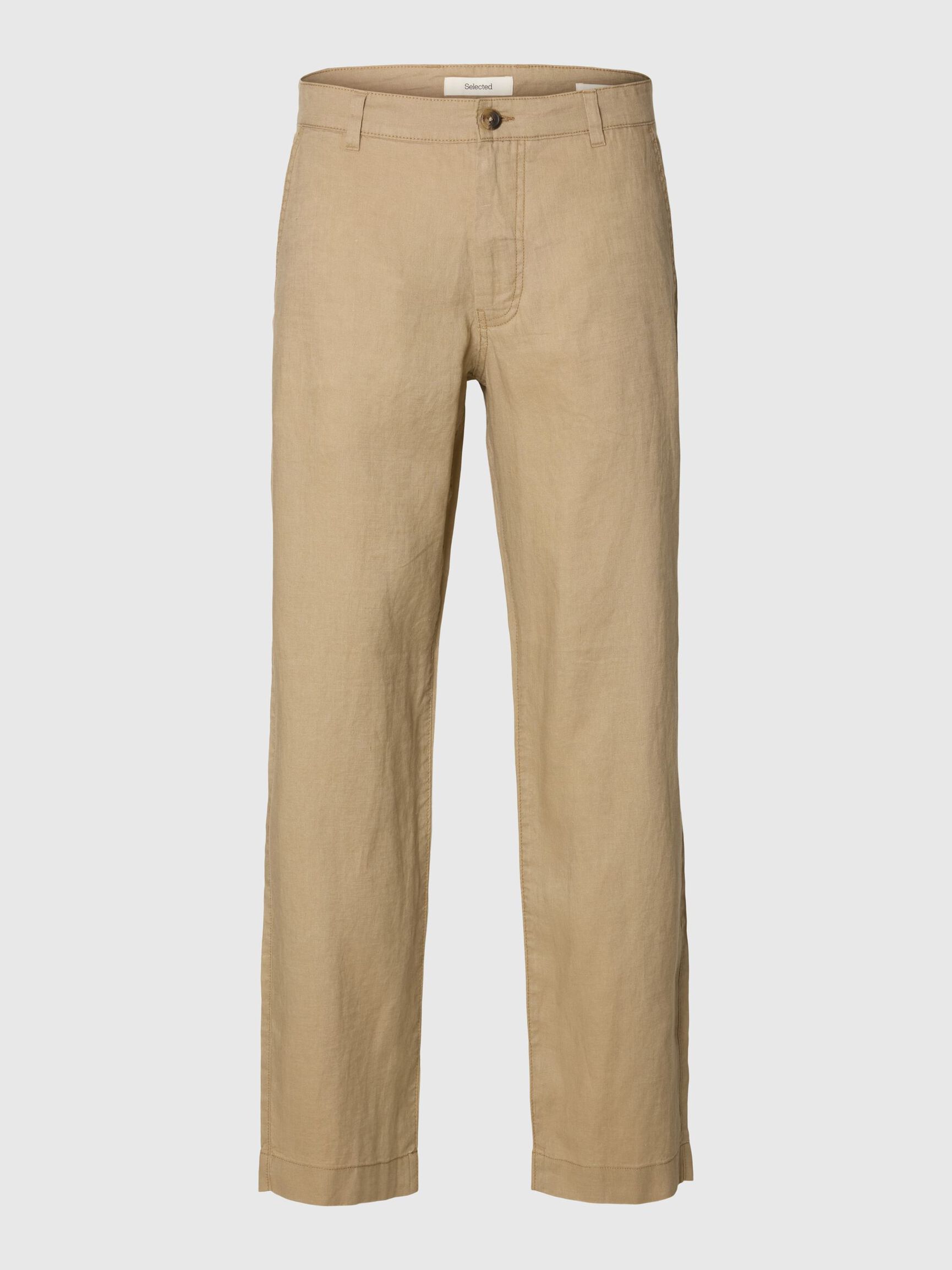 PANTALONI DRITTI IN LINO MARRONI