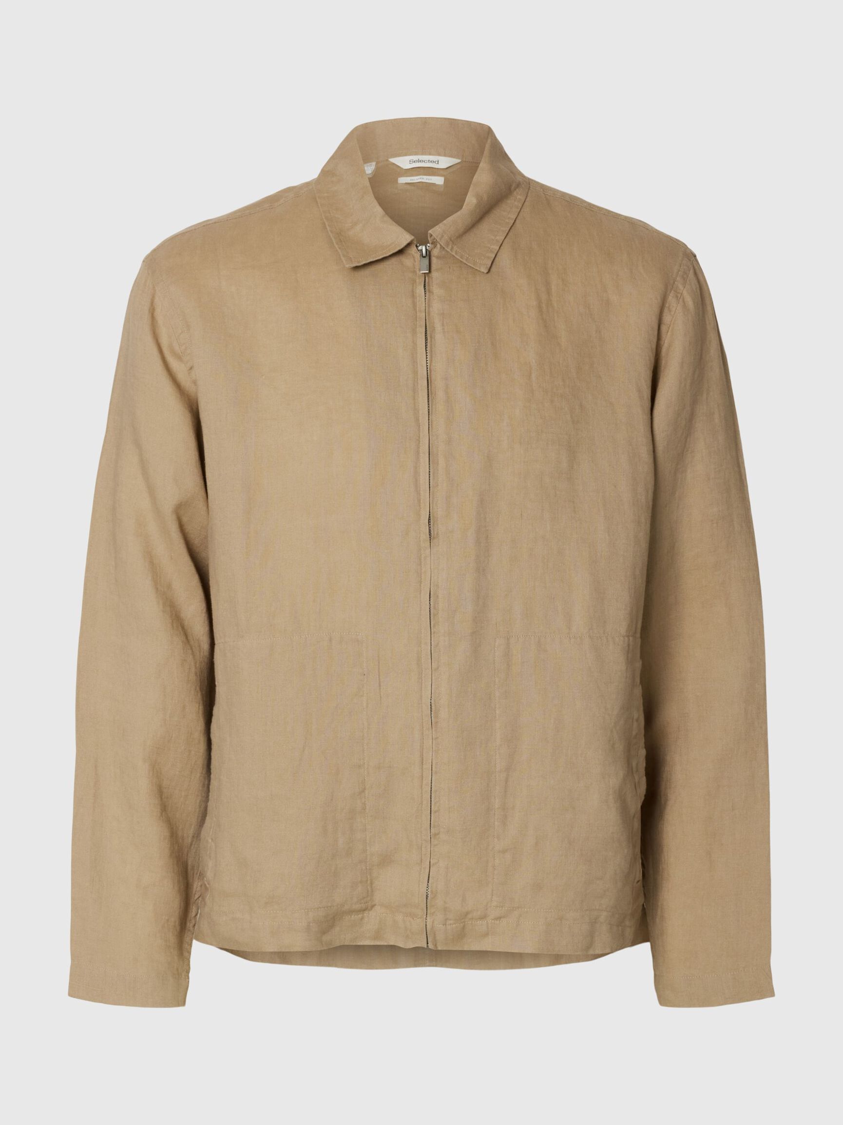 GIACCA IN LINO CON ZIP MARRONE