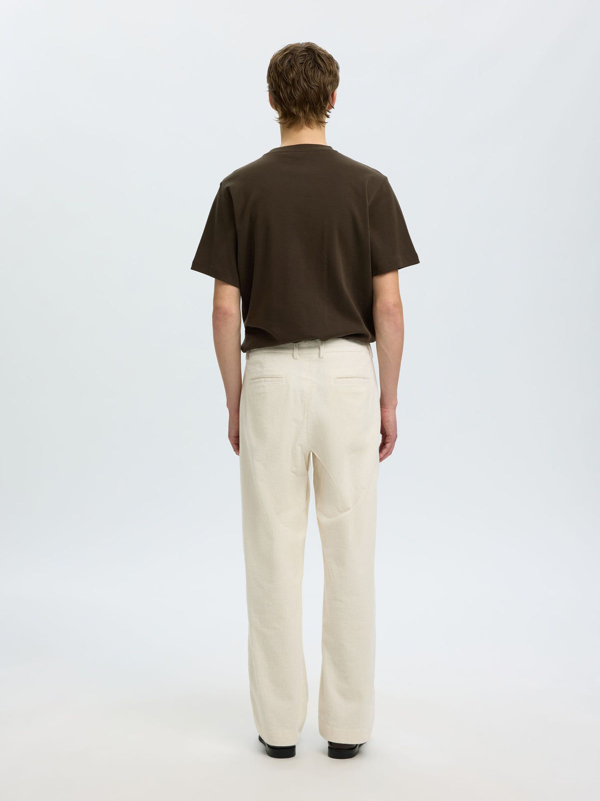 PANTALONI A COSTE LOOSE FIT IN VELLUTO BIANCO