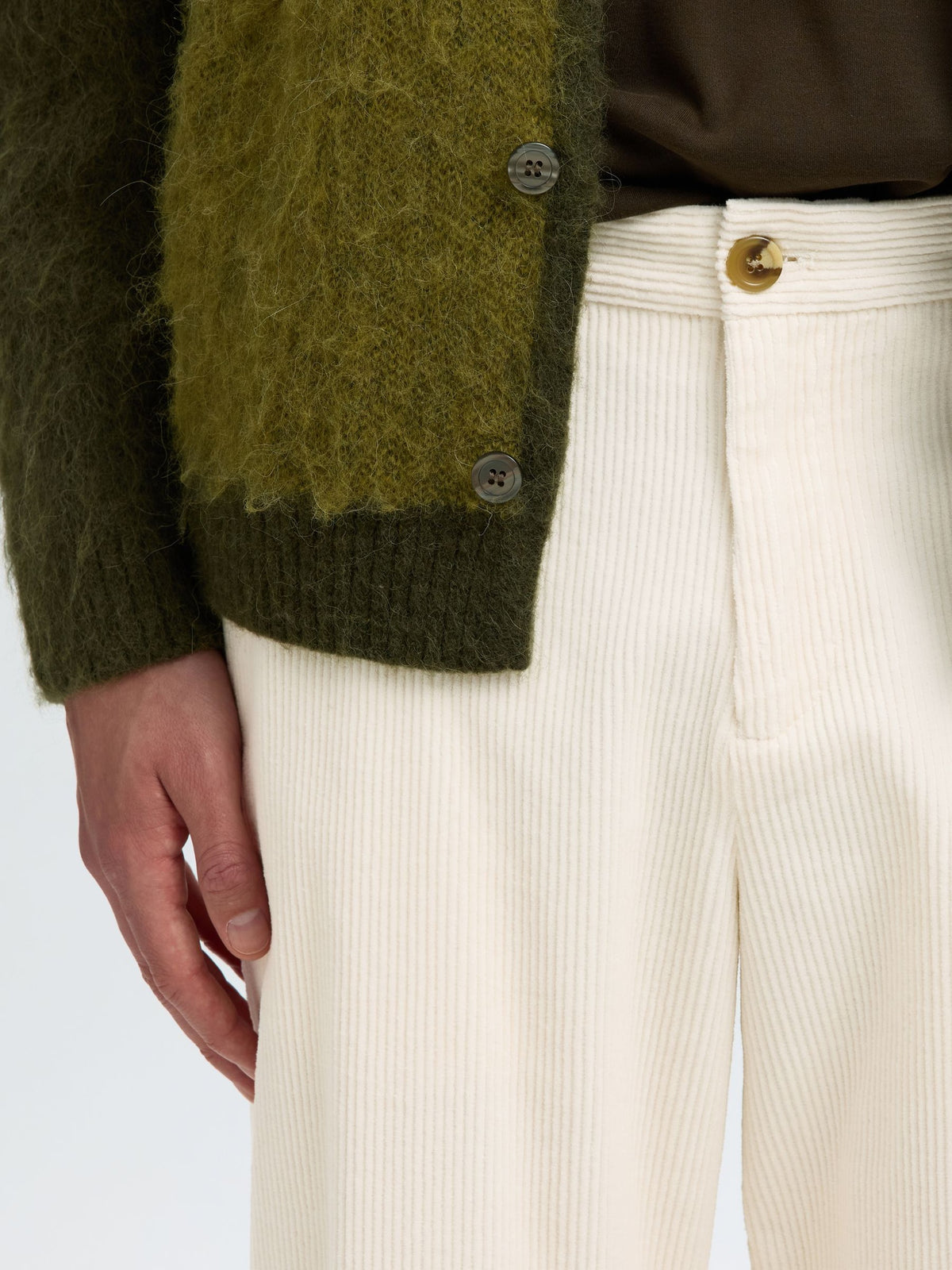 PANTALONI A COSTE LOOSE FIT IN VELLUTO BIANCO