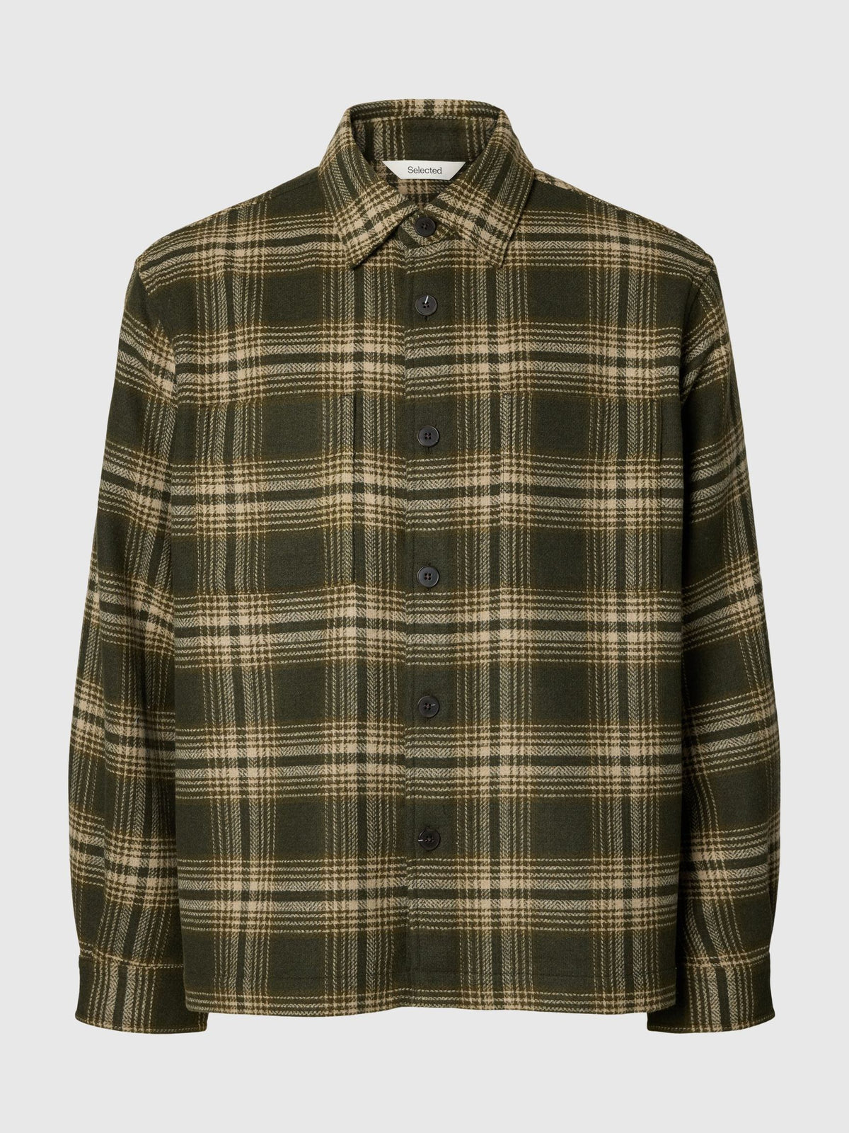OVERSHIRT IN LANA VERDE E BEIGE