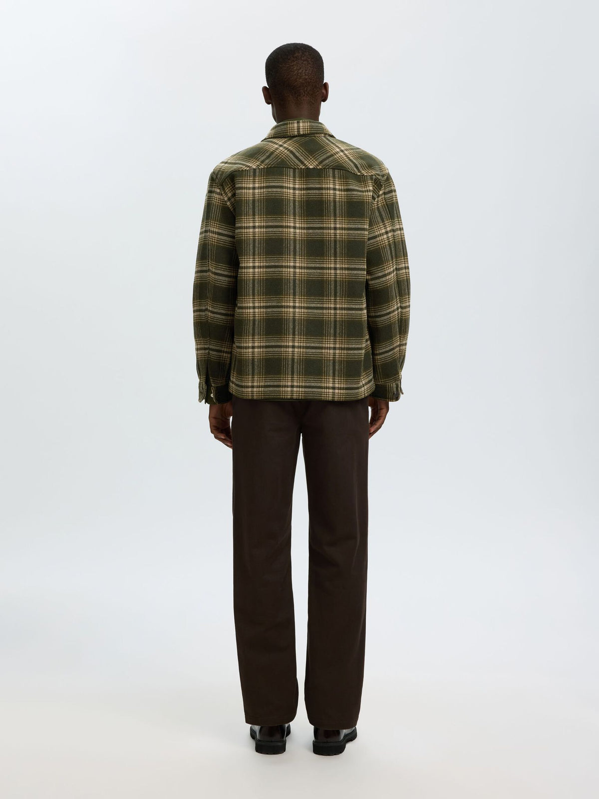 OVERSHIRT IN LANA VERDE E BEIGE