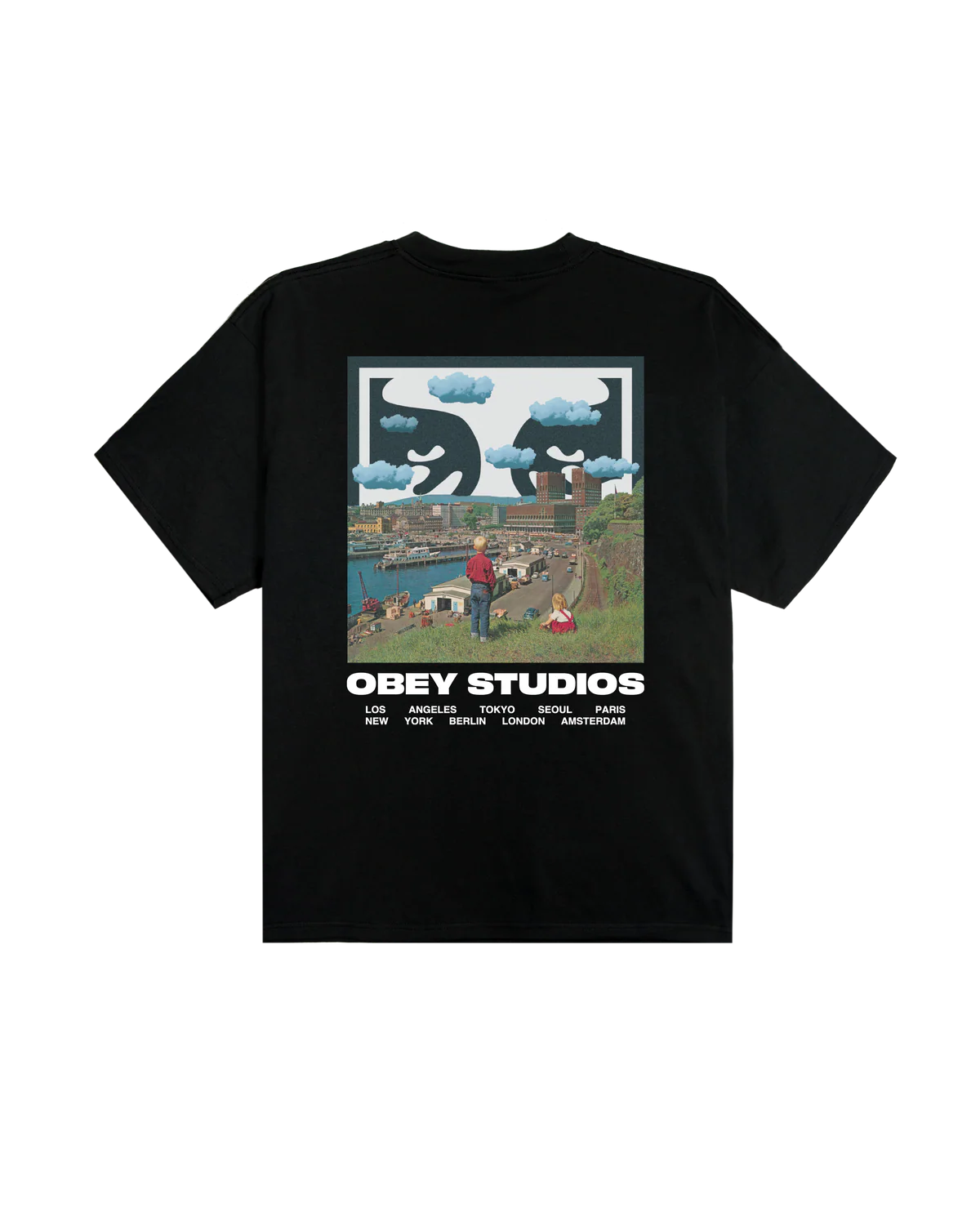 T-SHIRT SKY FACE IN COTONE NERO