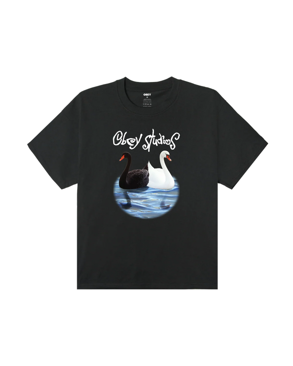 T-SHIRT STUDIOS SWAN IN COTONE NERO VINTAGE