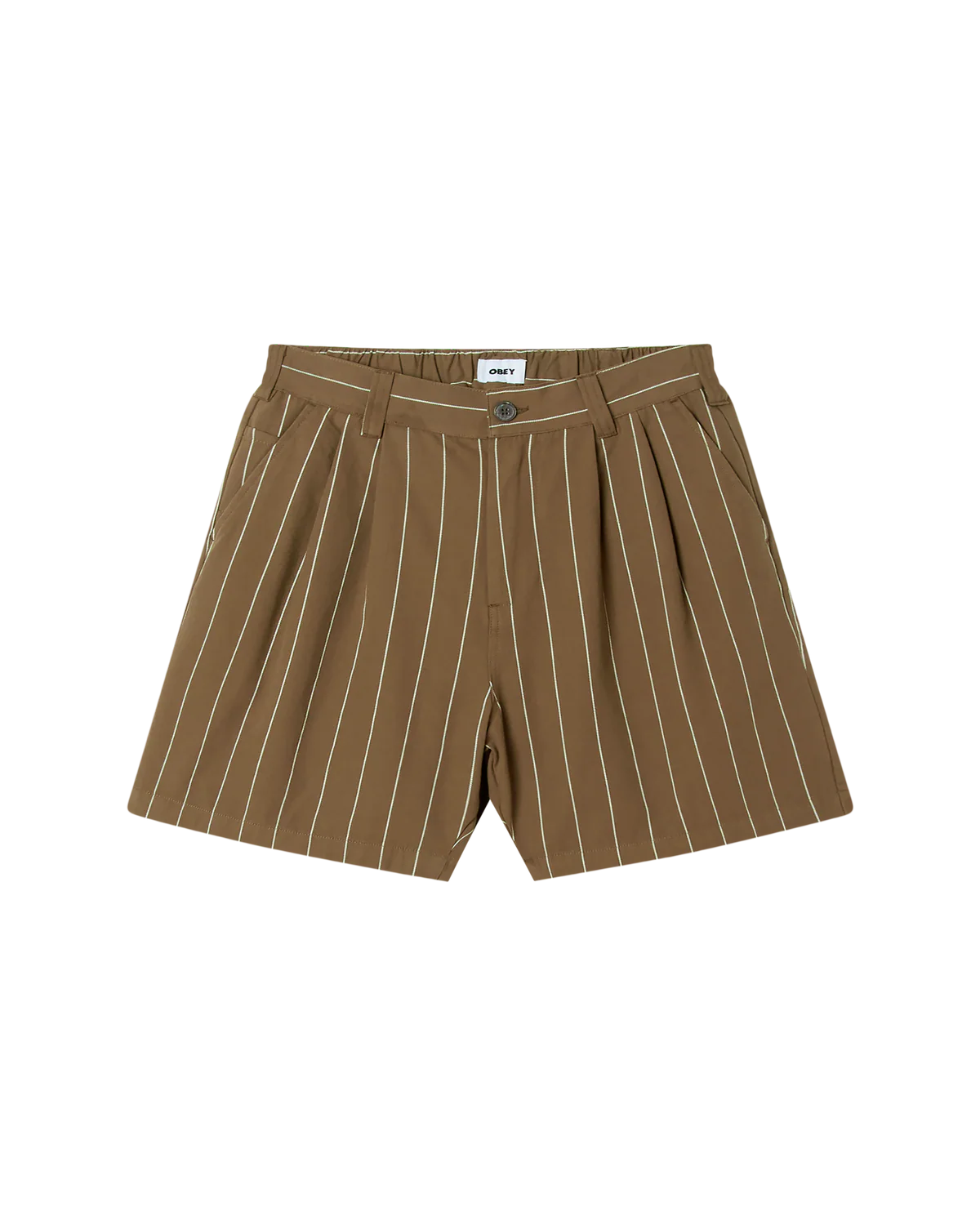 SHORT A STRISCE IN COTONE MARRONE