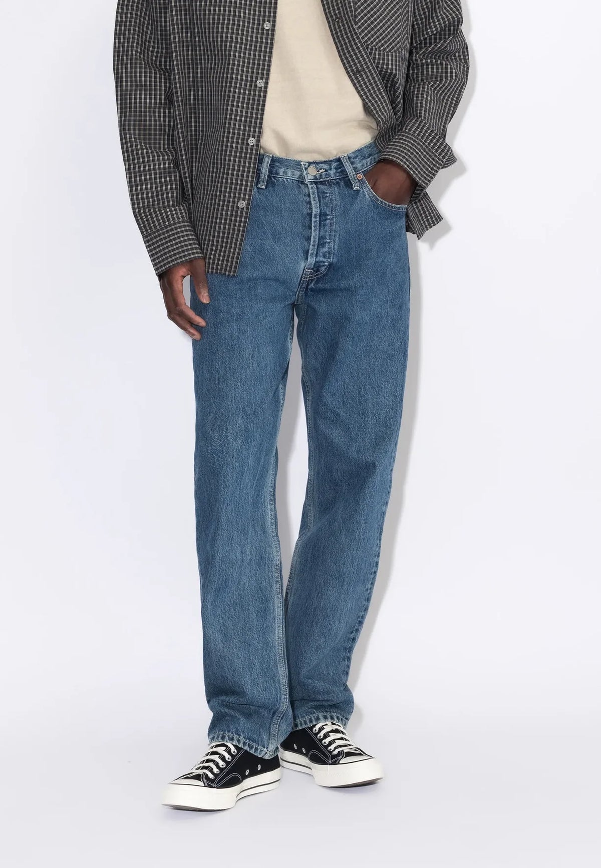 JEANS REGULAR FIT IN COTONE BLU MEDIO RETRO