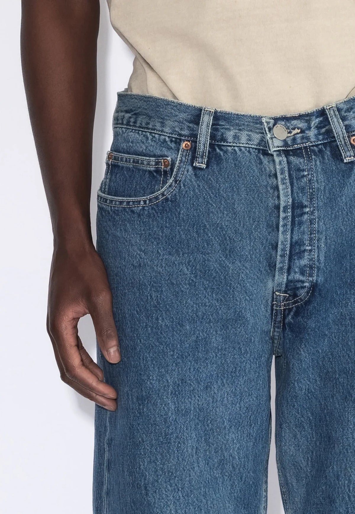 JEANS REGULAR FIT IN COTONE BLU MEDIO RETRO
