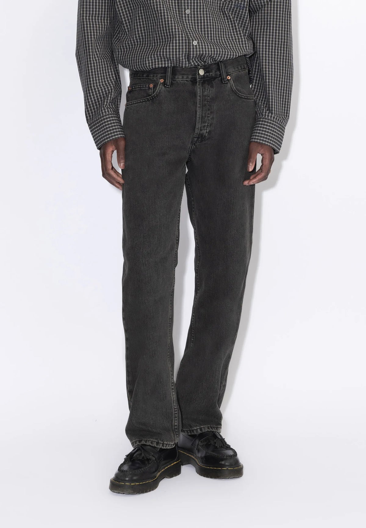 JEANS REGULAR FIT IN COTONE NERO AGED