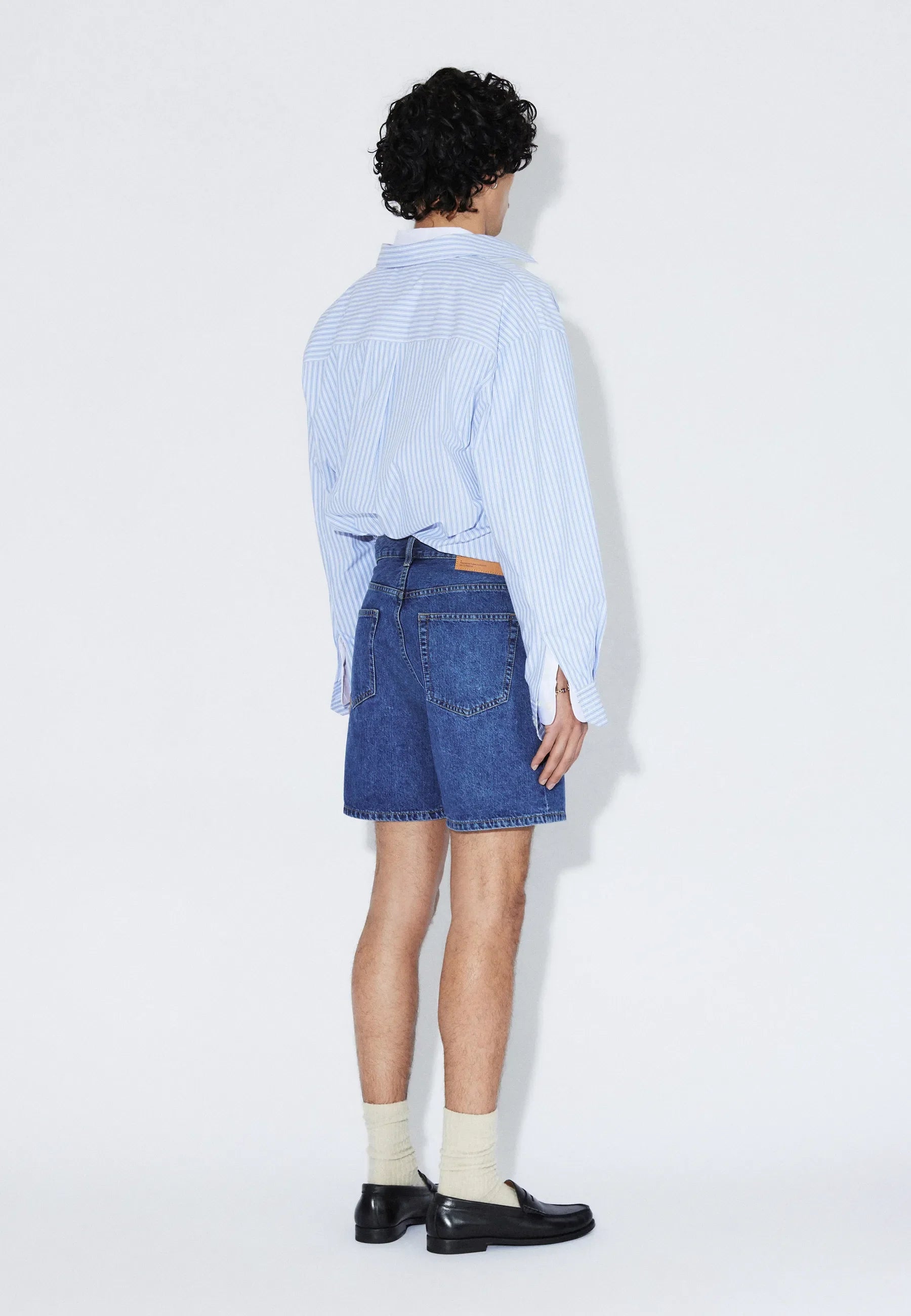 SHORTS RELAXED FIT IN COTONE BLU MEDIO RETRÒ