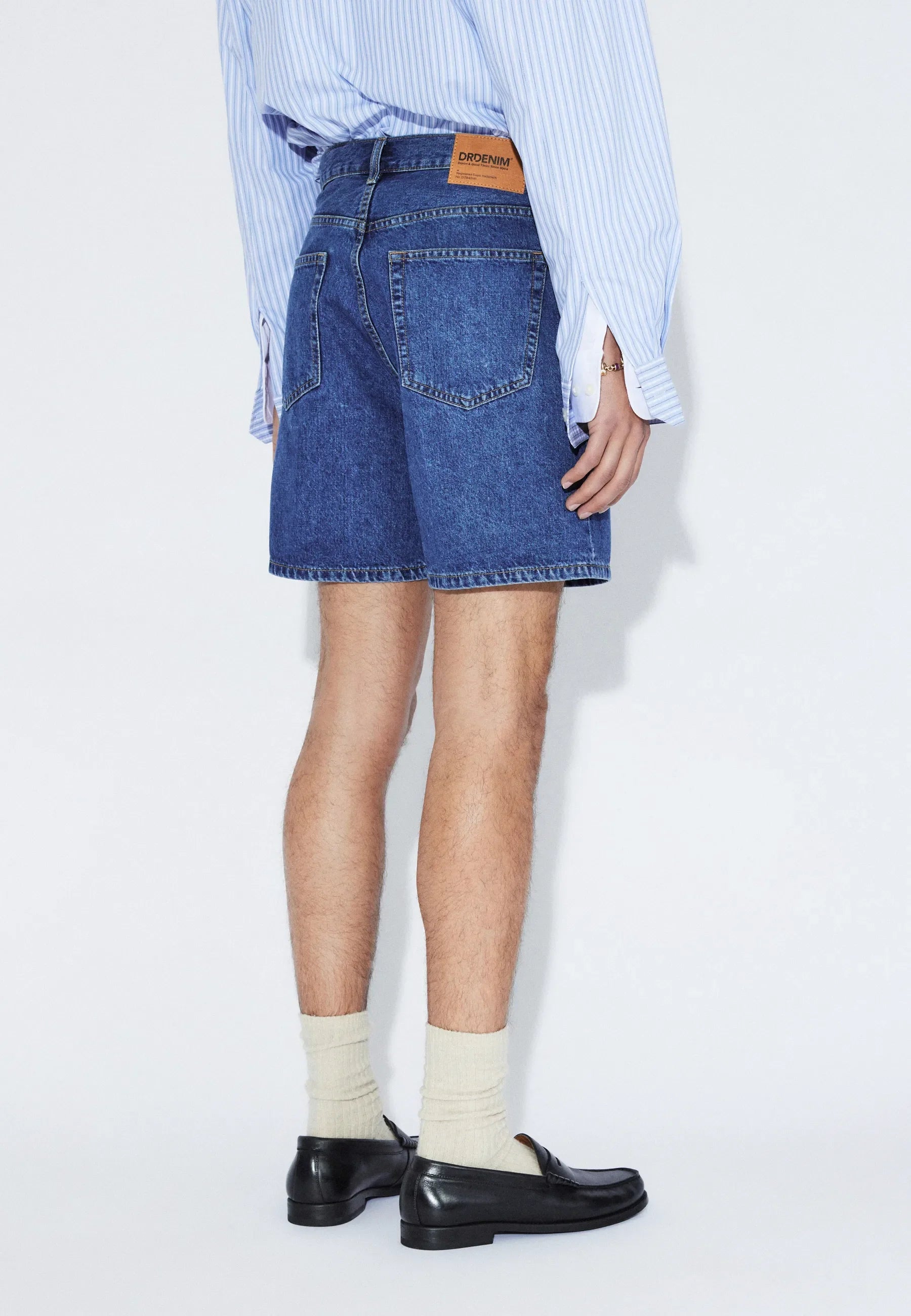 SHORTS RELAXED FIT IN COTONE BLU MEDIO RETRÒ