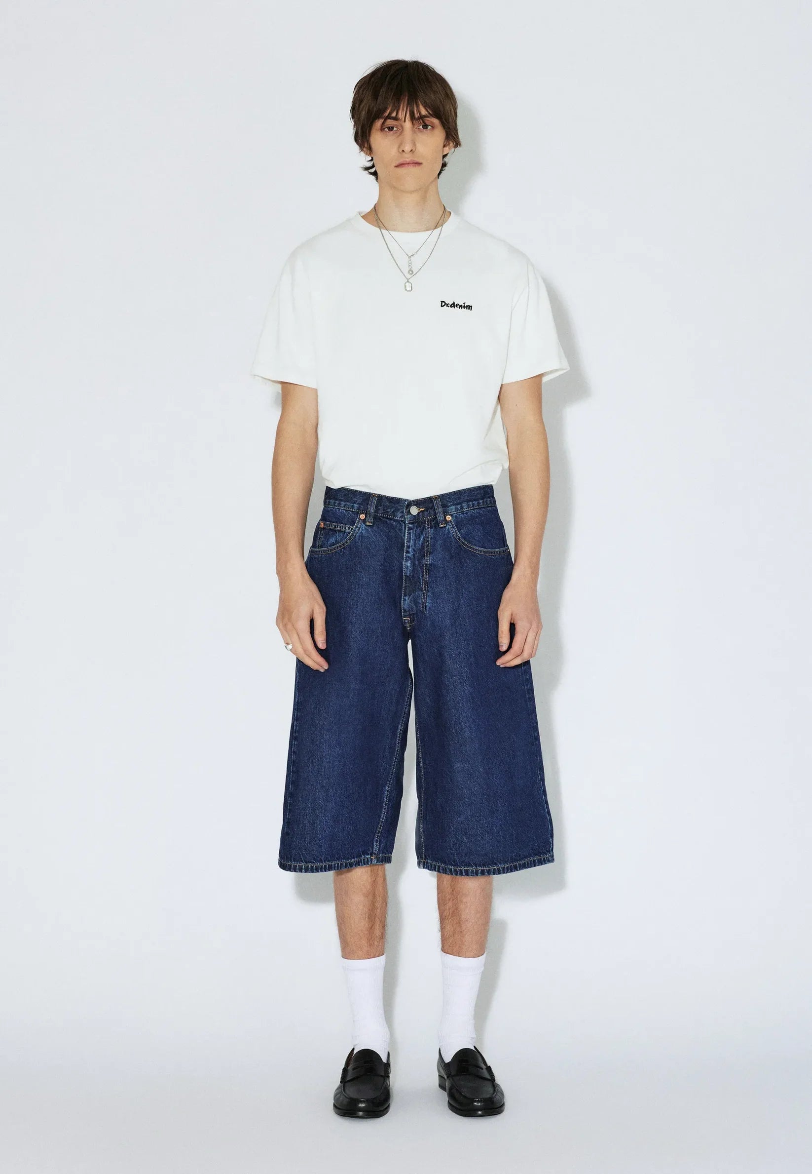 SHORTS BAGGY FIT IN COTONE BLU SCURO RETRÒ
