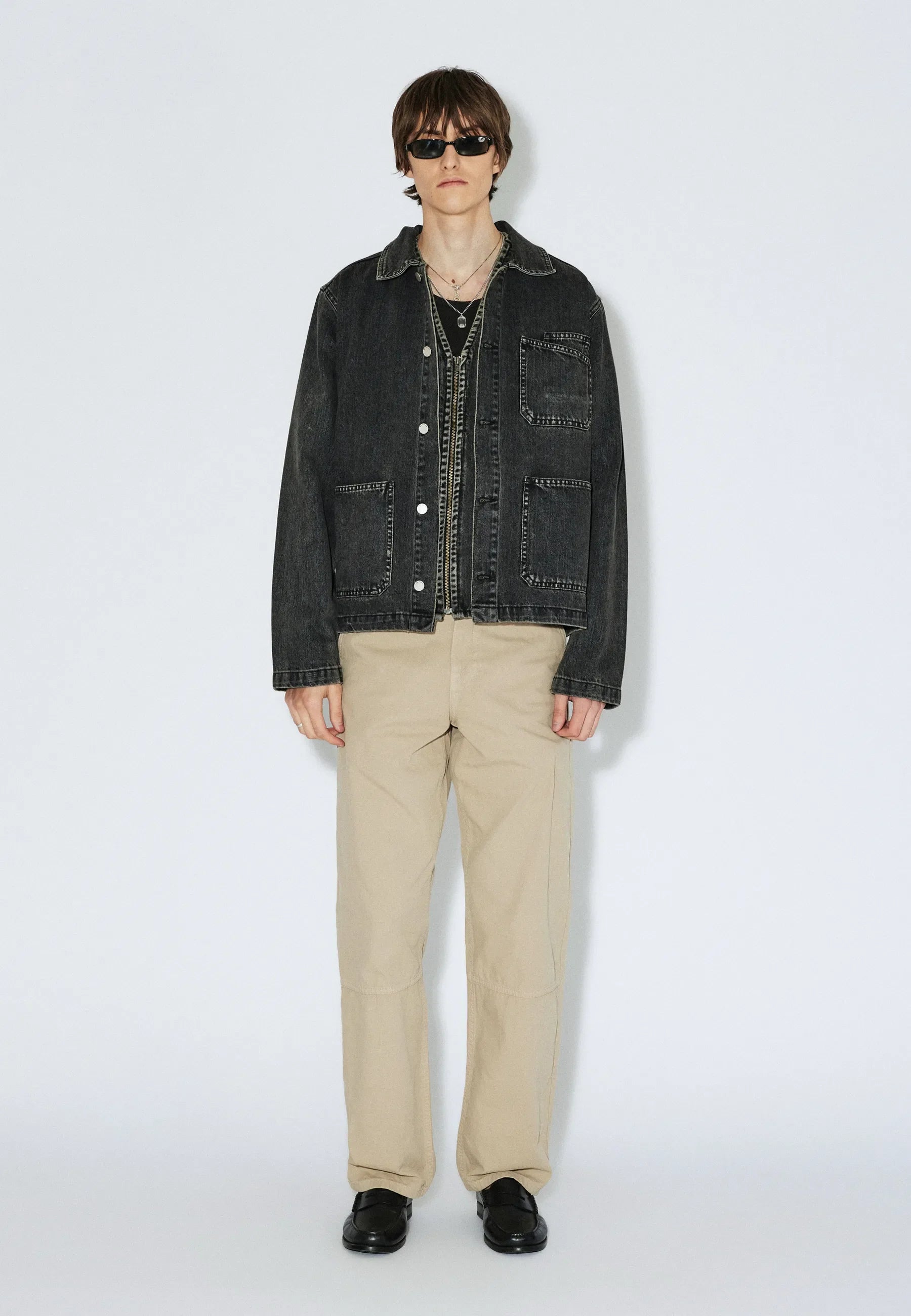 GIACCA REGULAR FIT IN COTONE NERO AGED