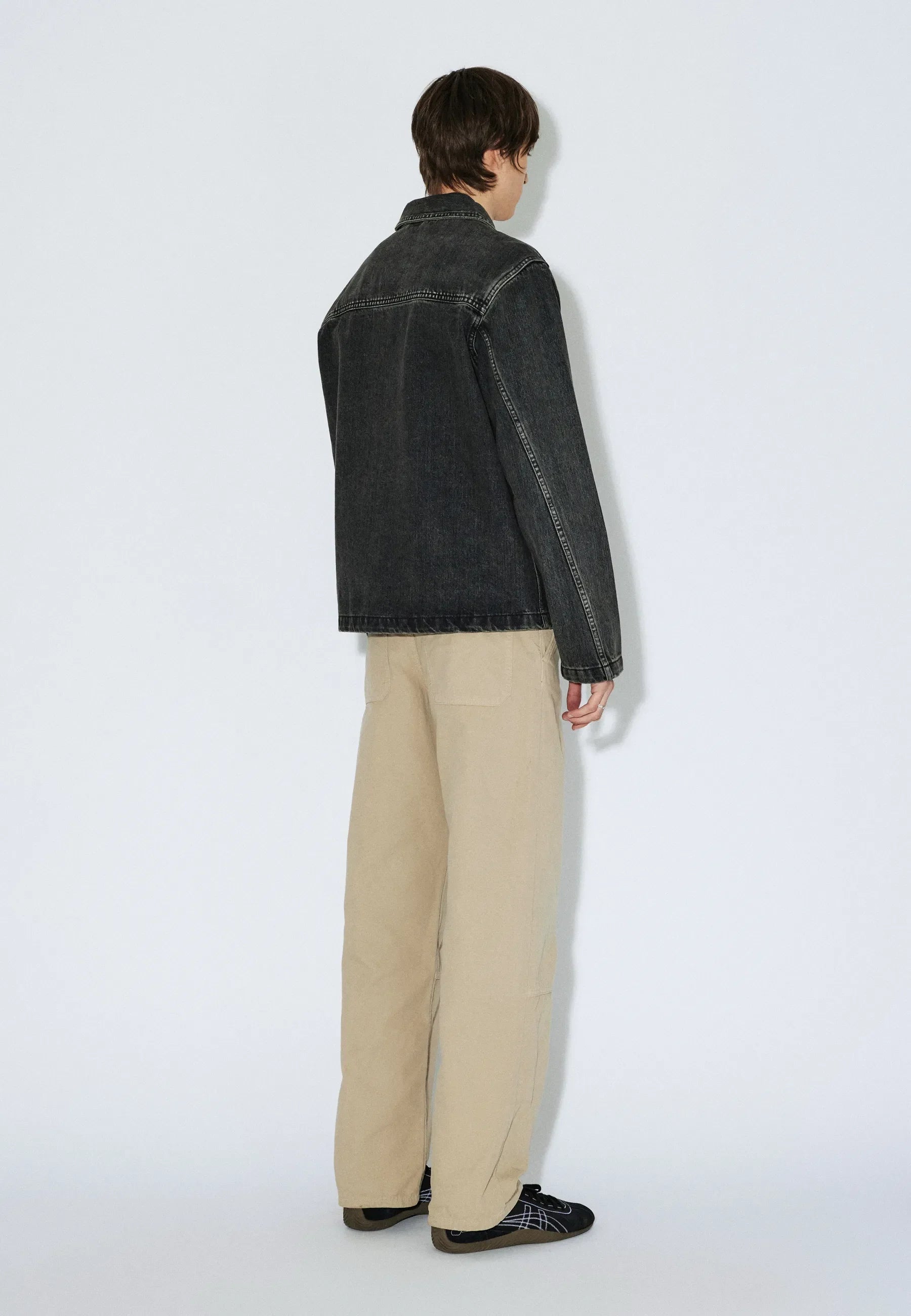 GIACCA REGULAR FIT IN COTONE NERO AGED