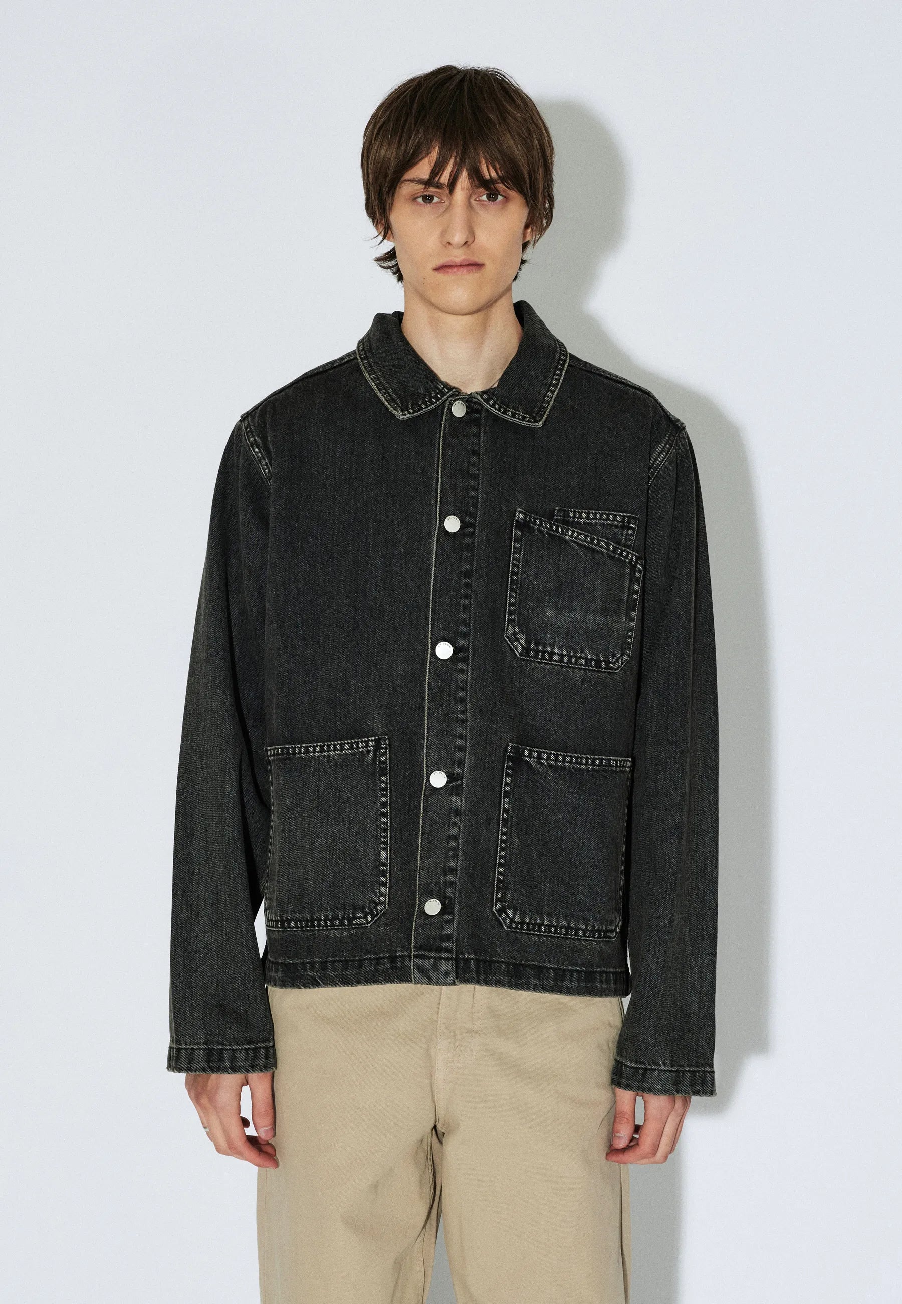 GIACCA REGULAR FIT IN COTONE NERO AGED