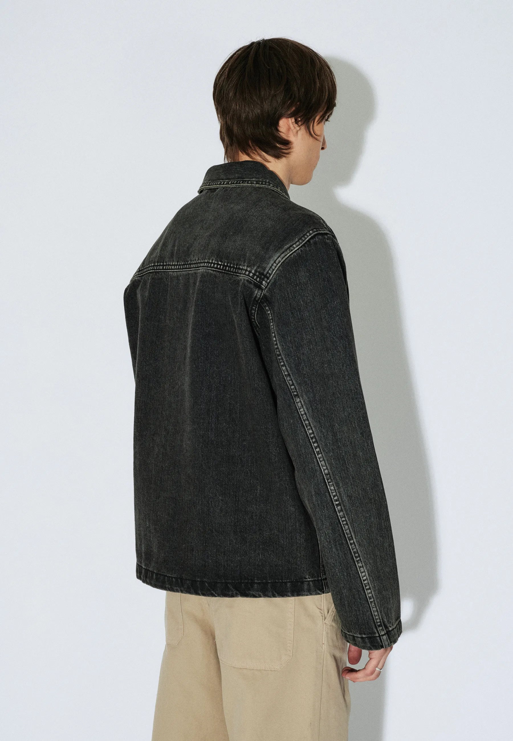 GIACCA REGULAR FIT IN COTONE NERO AGED