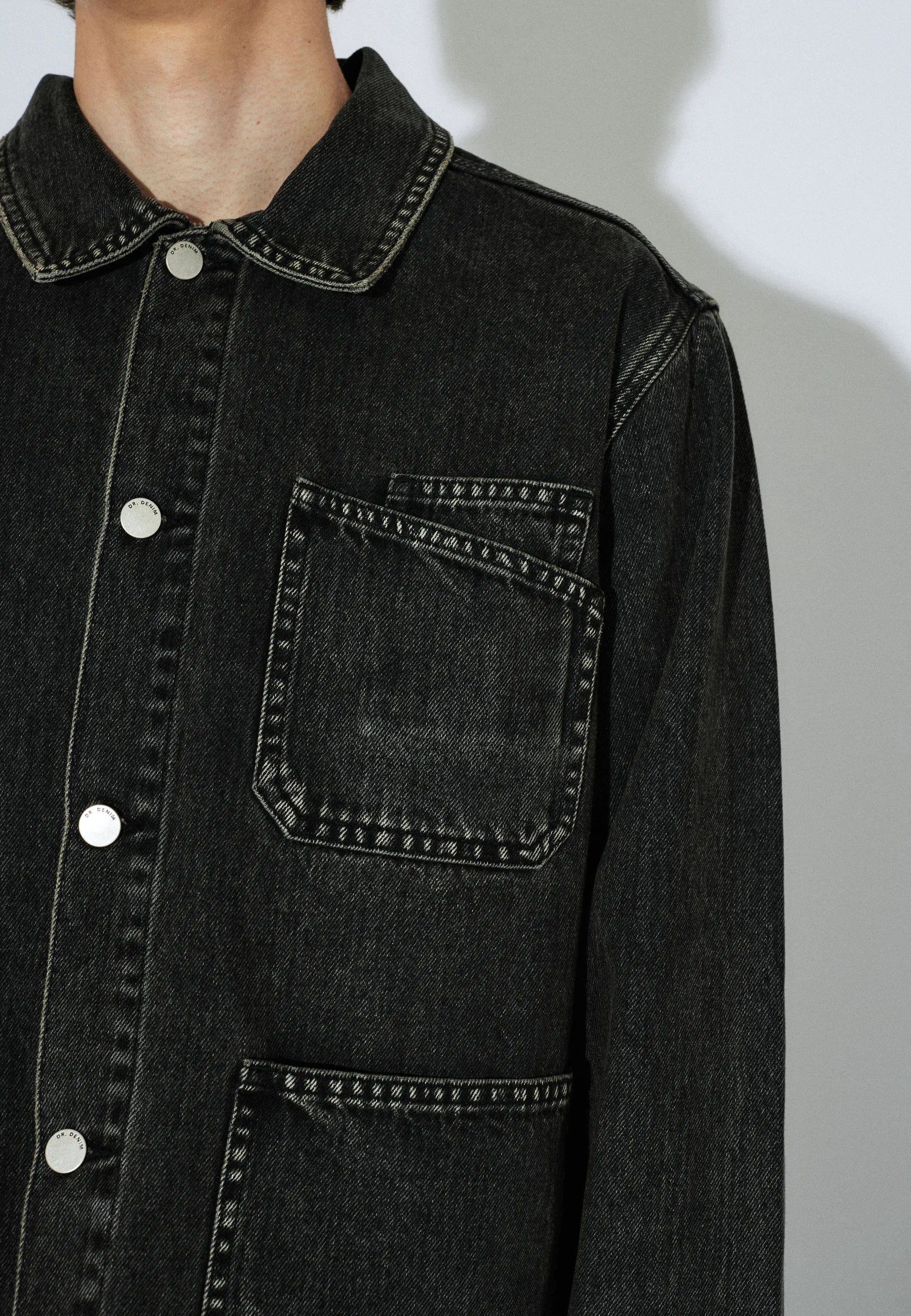 GIACCA REGULAR FIT IN COTONE NERO AGED