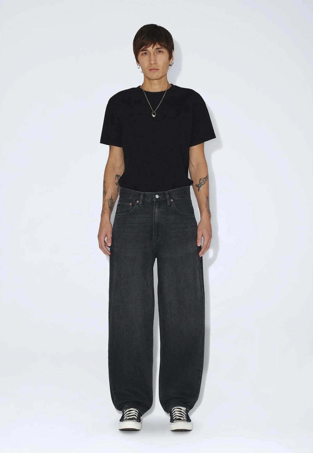 JEANS RELAXED FIT IN COTONE GRIGIO SCURO