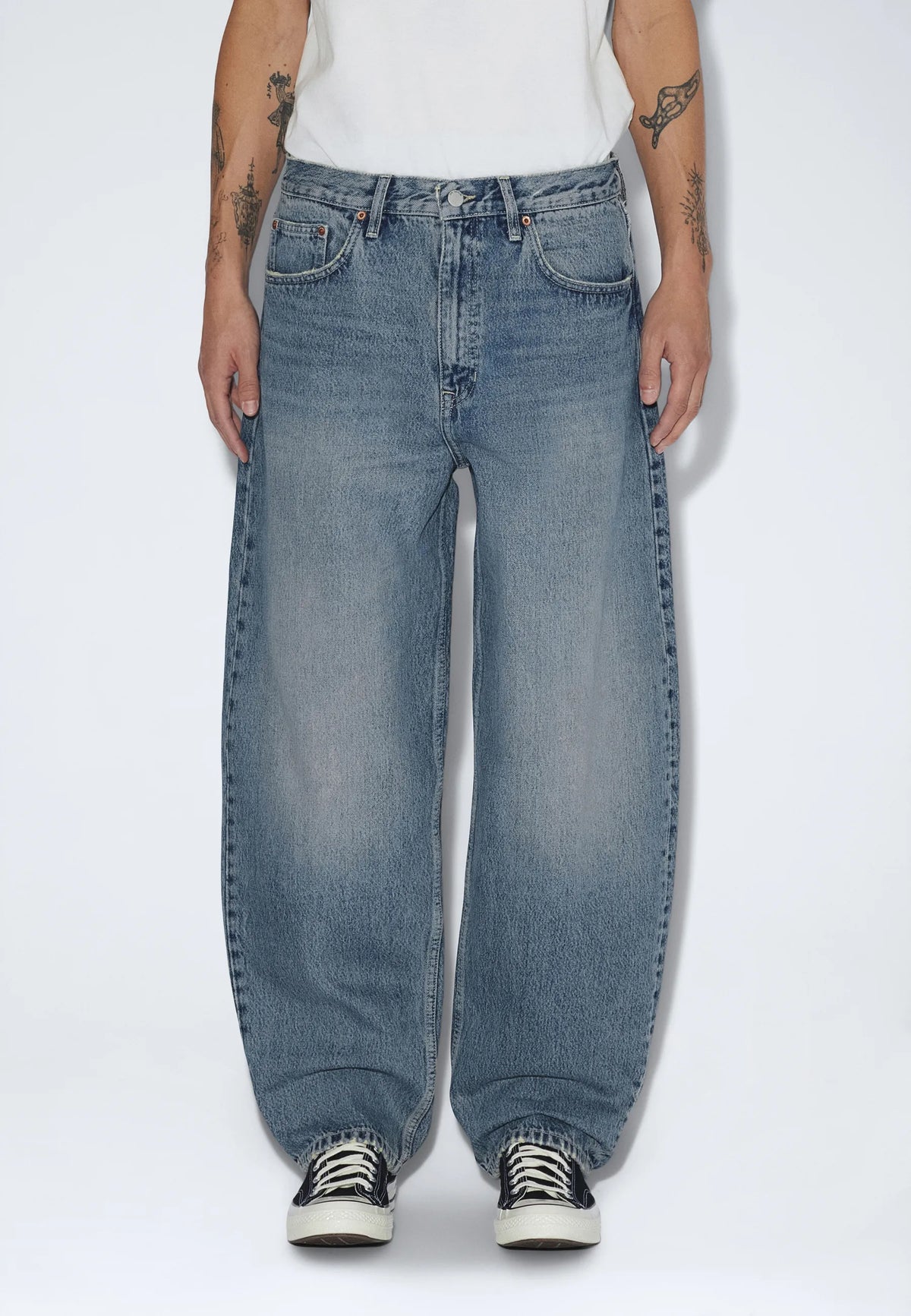 JEANS RELAXED FIT IN COTONE AZZURRO CHIARO