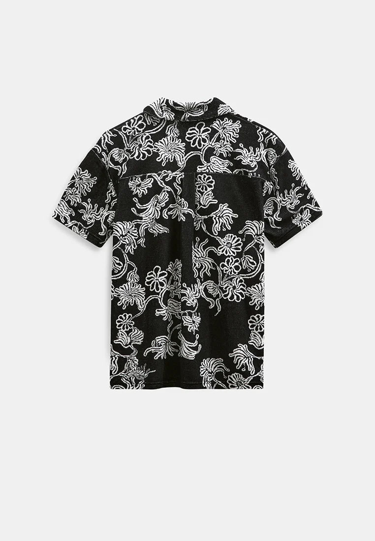 CAMICIA A MANICHE CORTE FLOREALE NERA