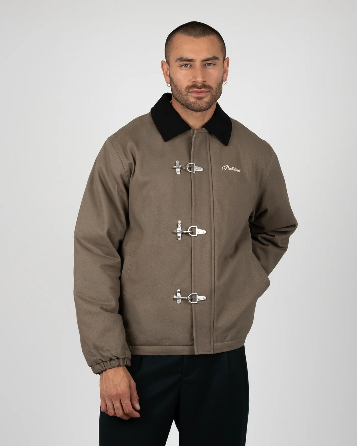 GIACCA CON FIBBIE REGULAR FIT VERDE CENERE