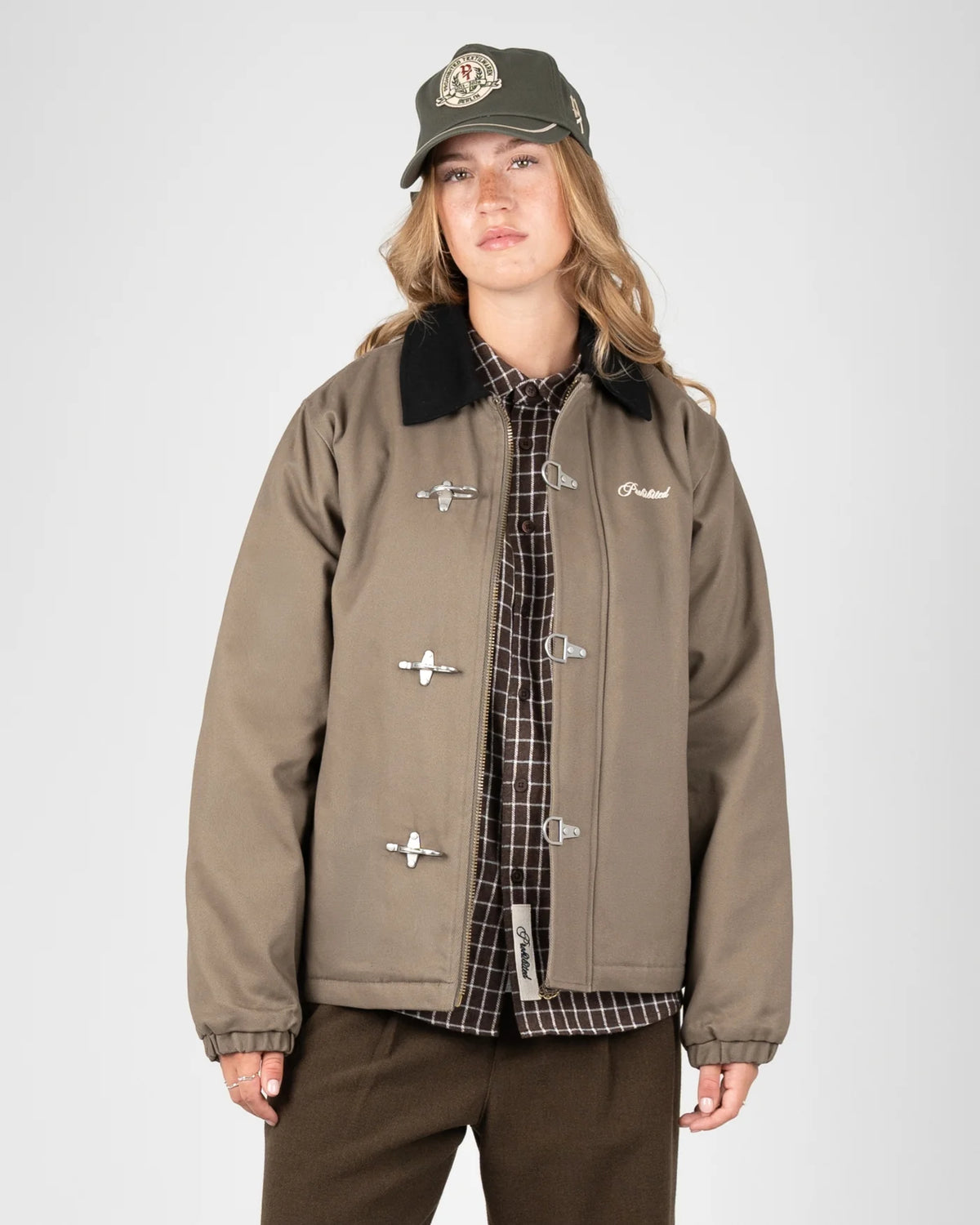 GIACCA CON FIBBIE REGULAR FIT VERDE CENERE