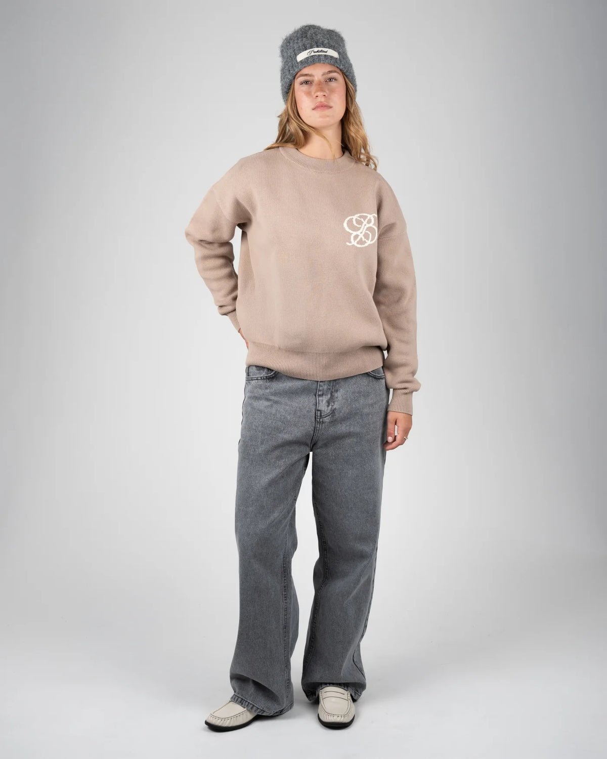 MAGLIONE OVERSIZED FIT IN COTONE STONE