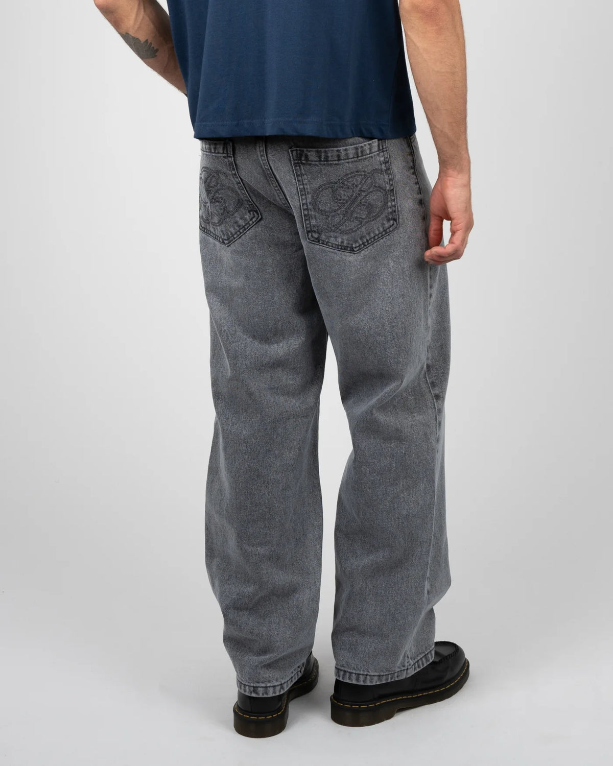 JEANS RELAXED FIT IN COTONE GRIGIO WASHED