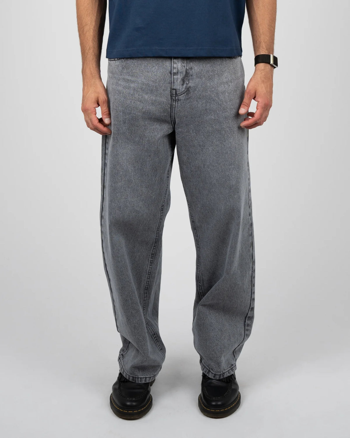 JEANS RELAXED FIT IN COTONE GRIGIO WASHED