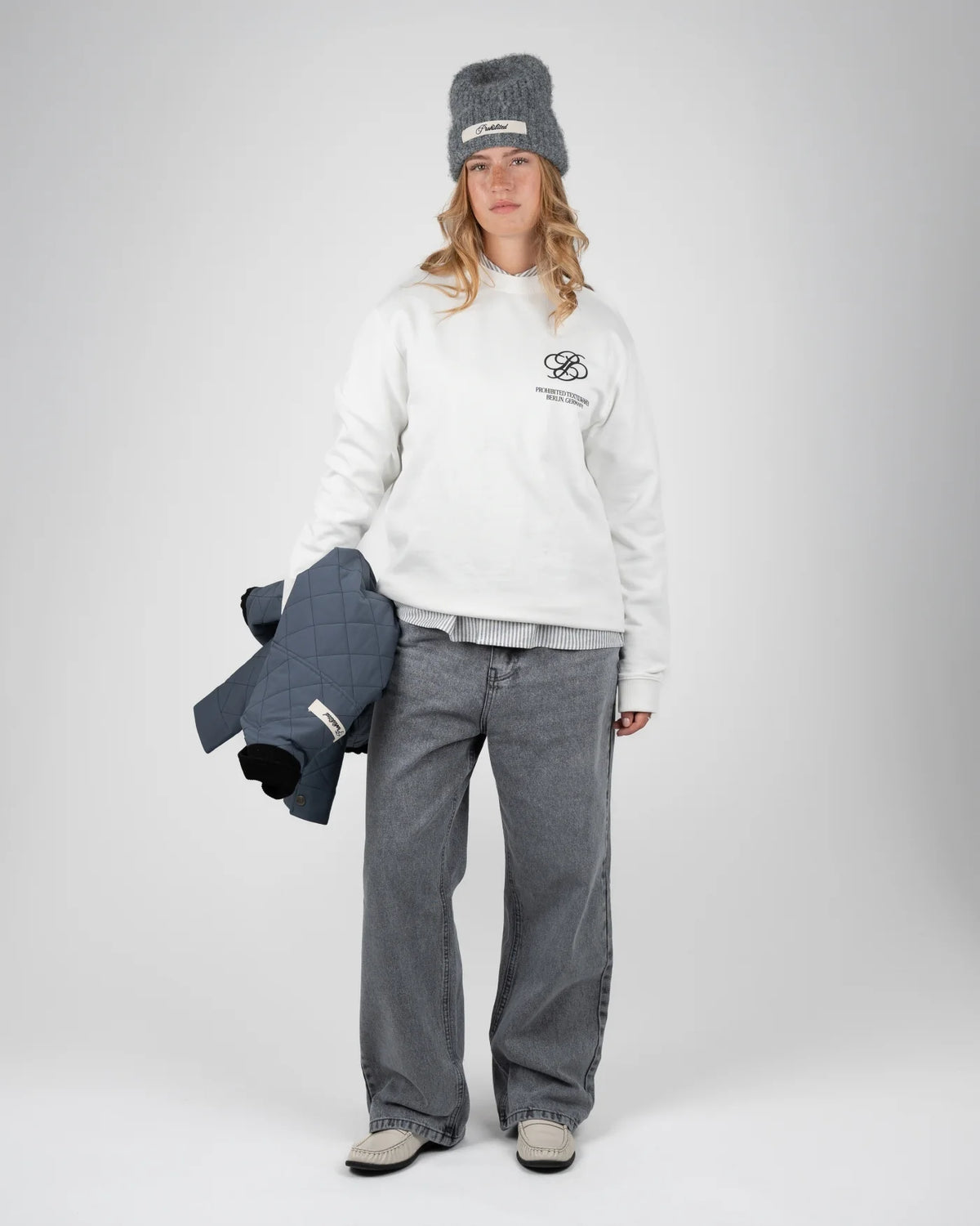 JEANS RELAXED FIT IN COTONE GRIGIO WASHED