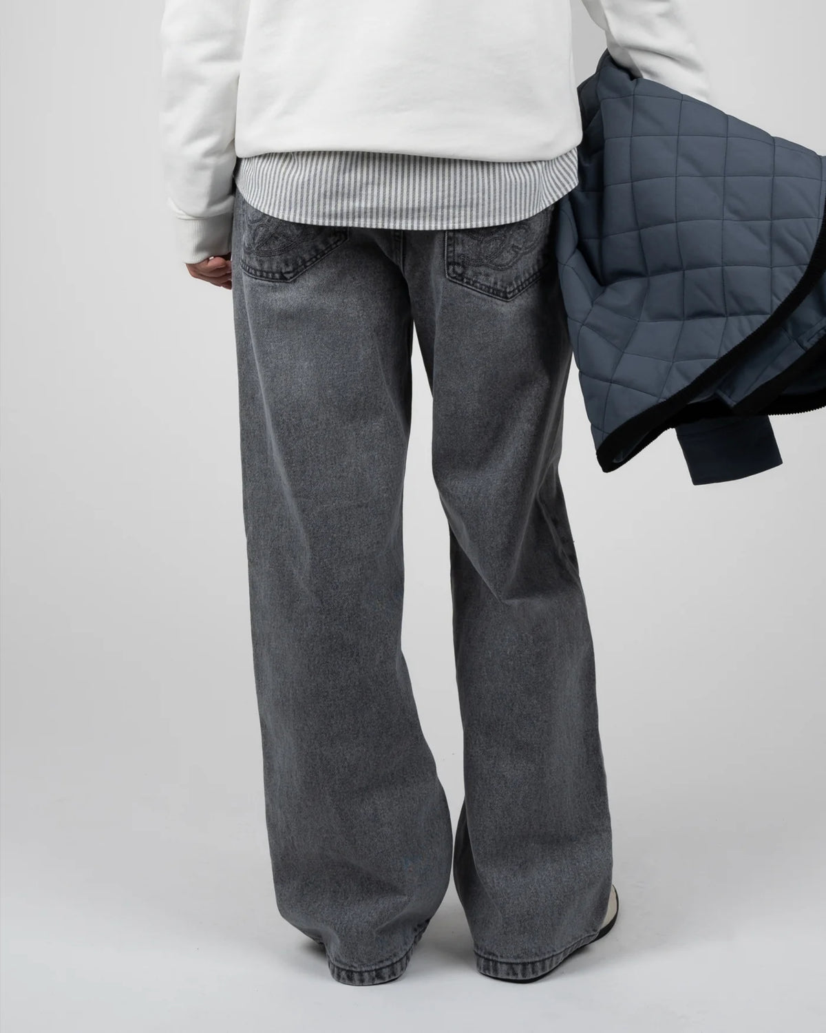 JEANS RELAXED FIT IN COTONE GRIGIO WASHED
