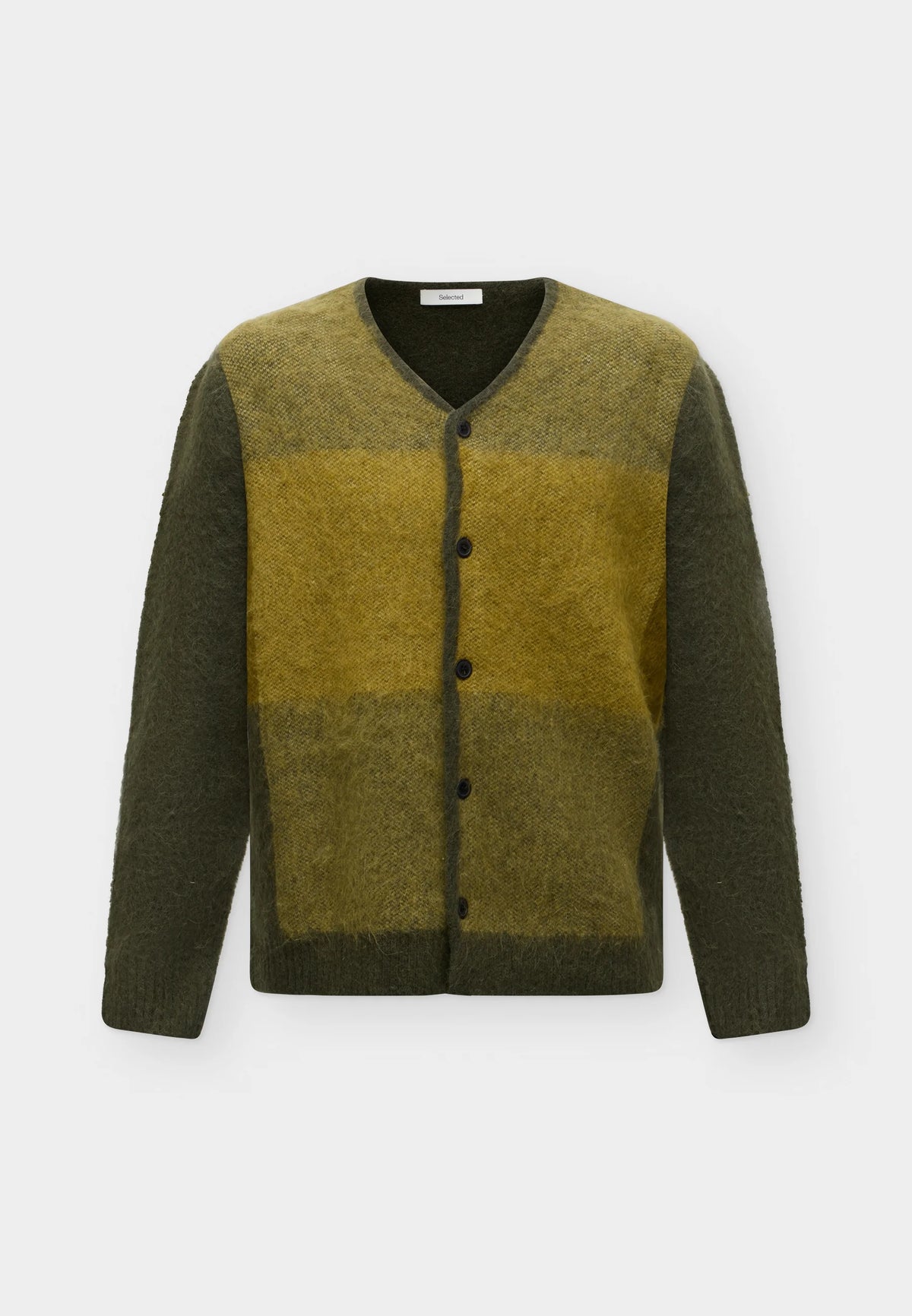 CARDIGAN A BLOCCHI IN MAGLIA VERDE
