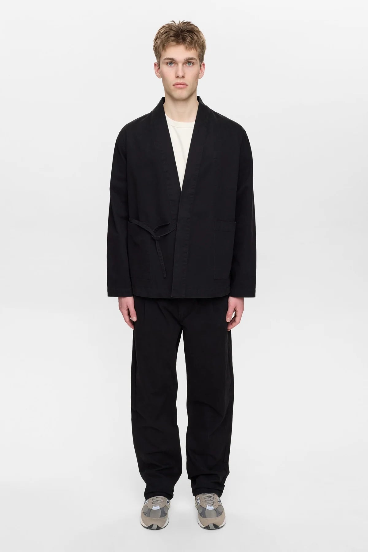 OVERSHIRT KIMONO IN COTONE NERO CAVIALE
