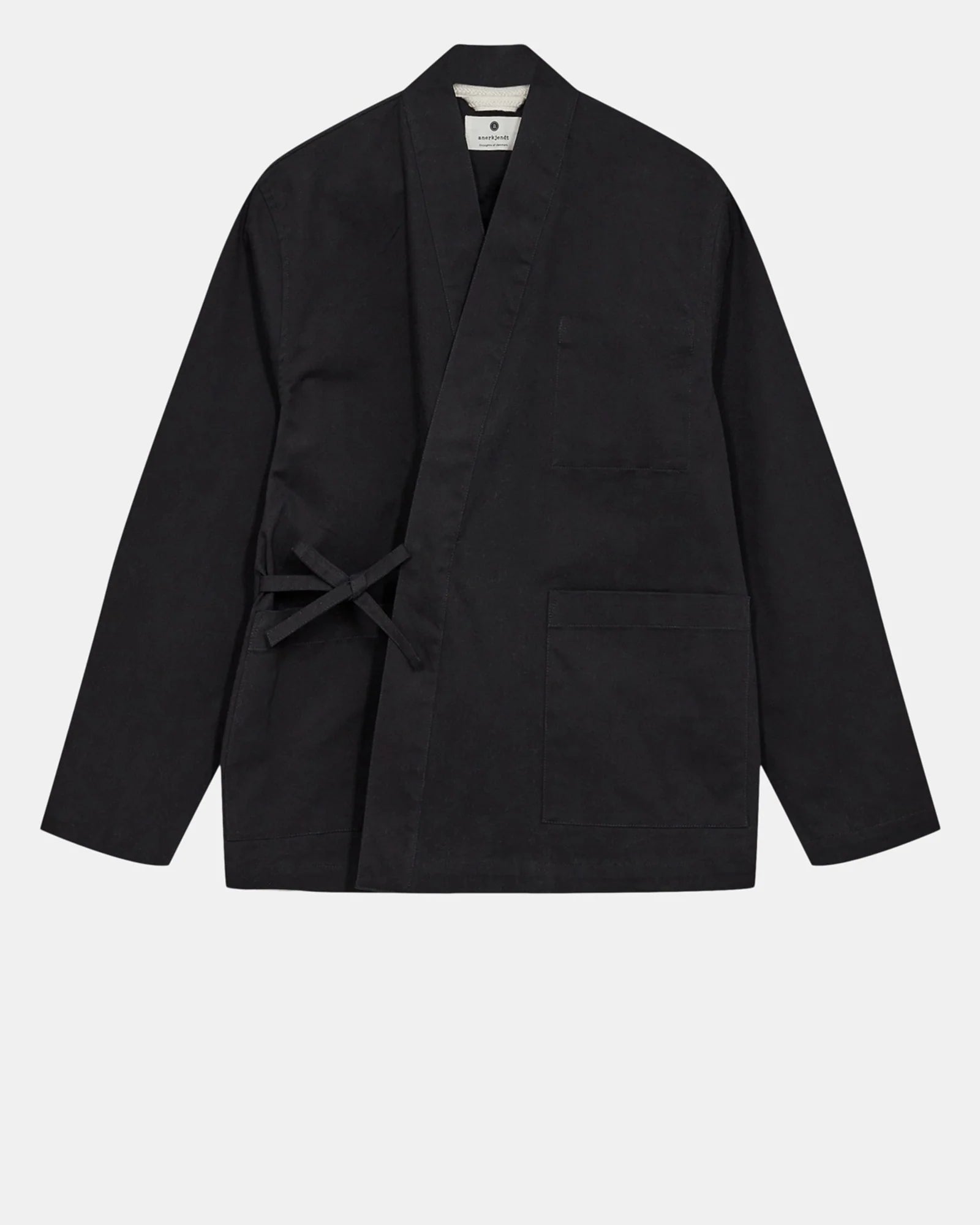 OVERSHIRT KIMONO IN COTONE NERO CAVIALE